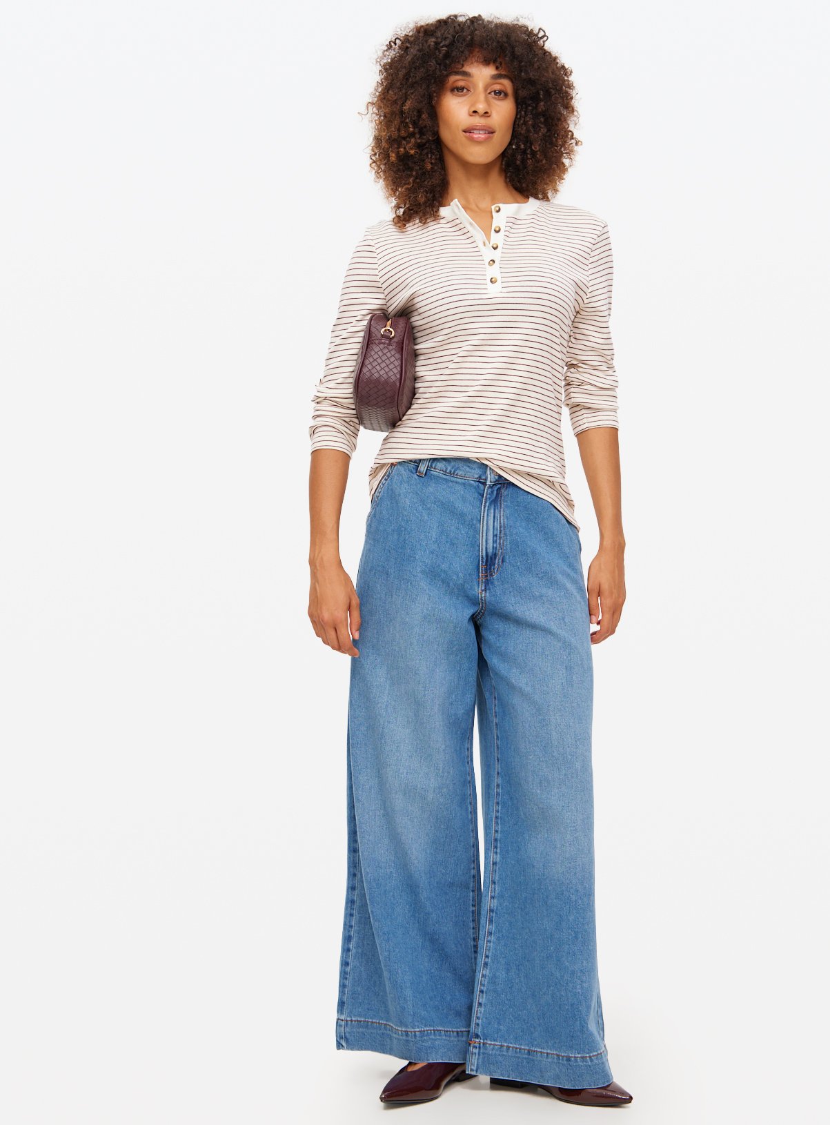 Mid-Denim Ultra Wide Denim Trousers 