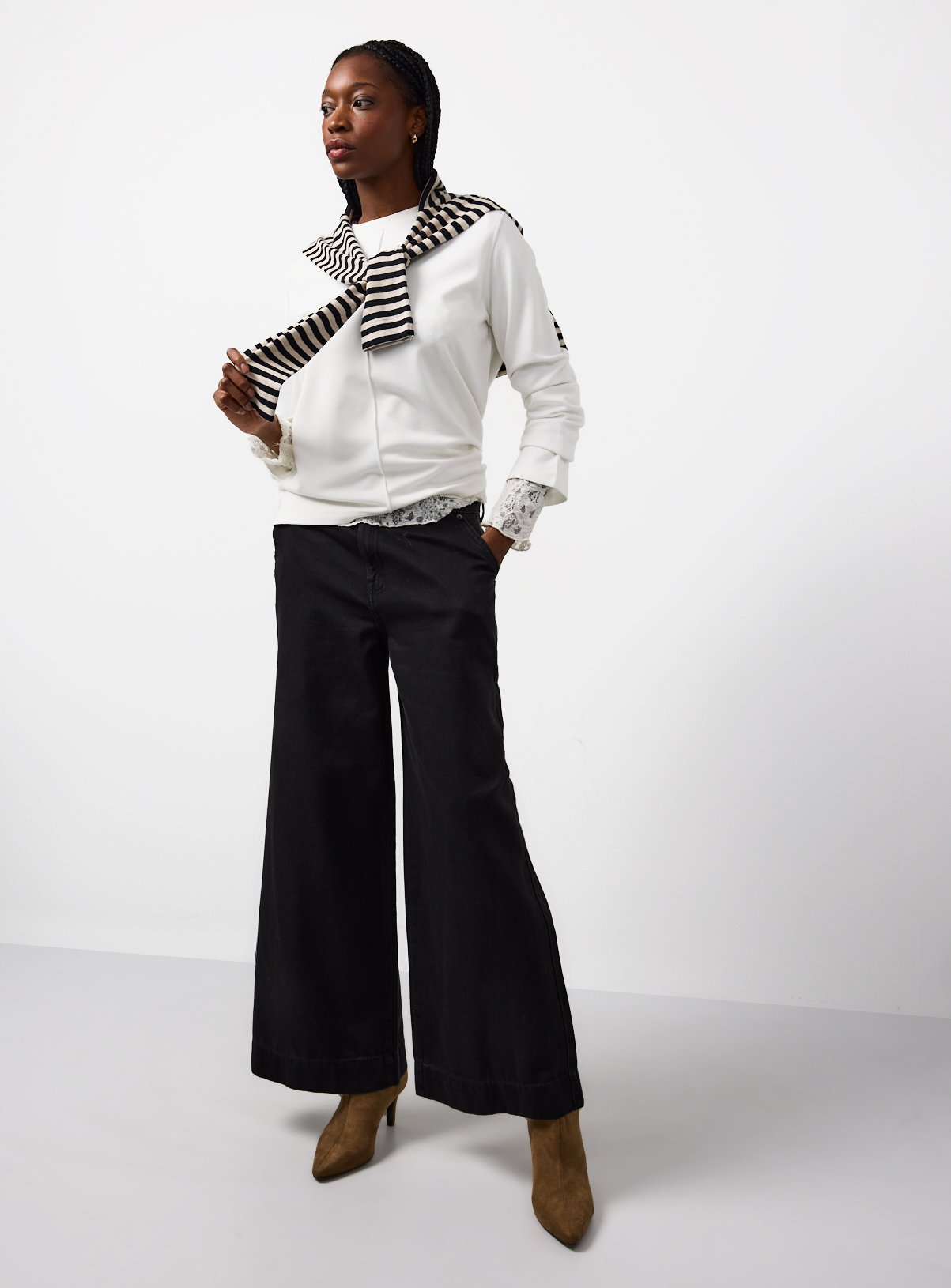 Black Ultra Wide Leg Lyocell Blend Jeans