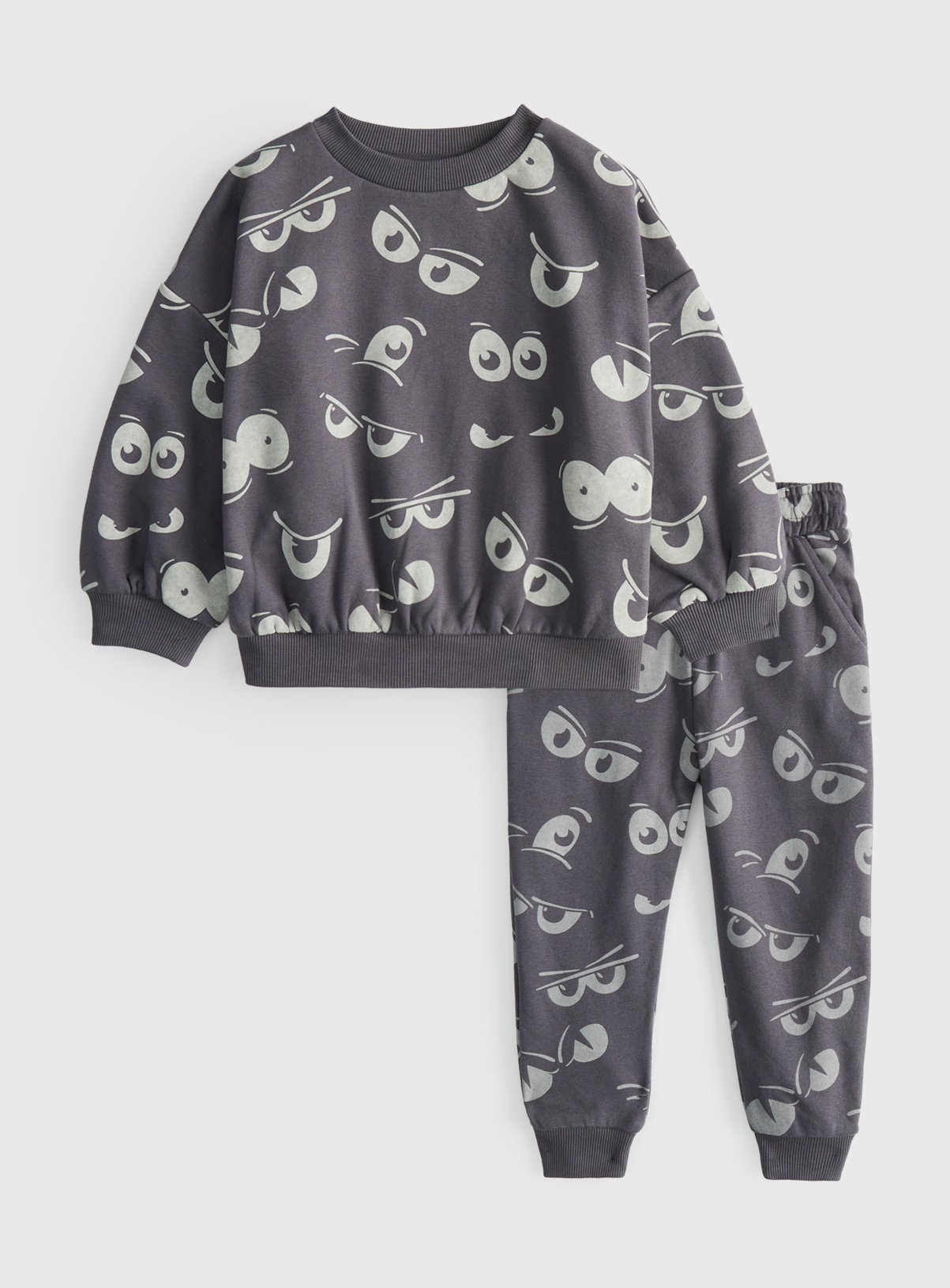 Halloween Glow In The Dark Eyes Print Sweatshirt & Joggers