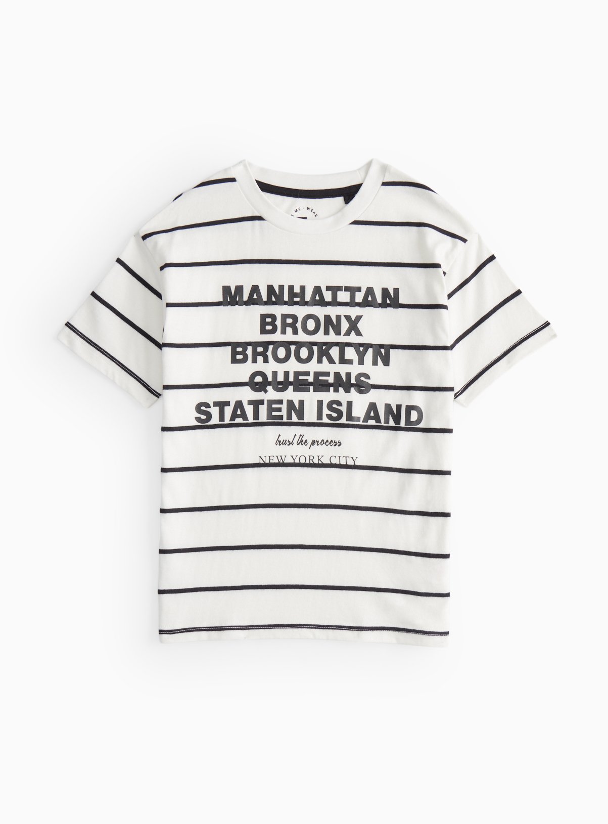 White Striped Graphic Print T-Shirt