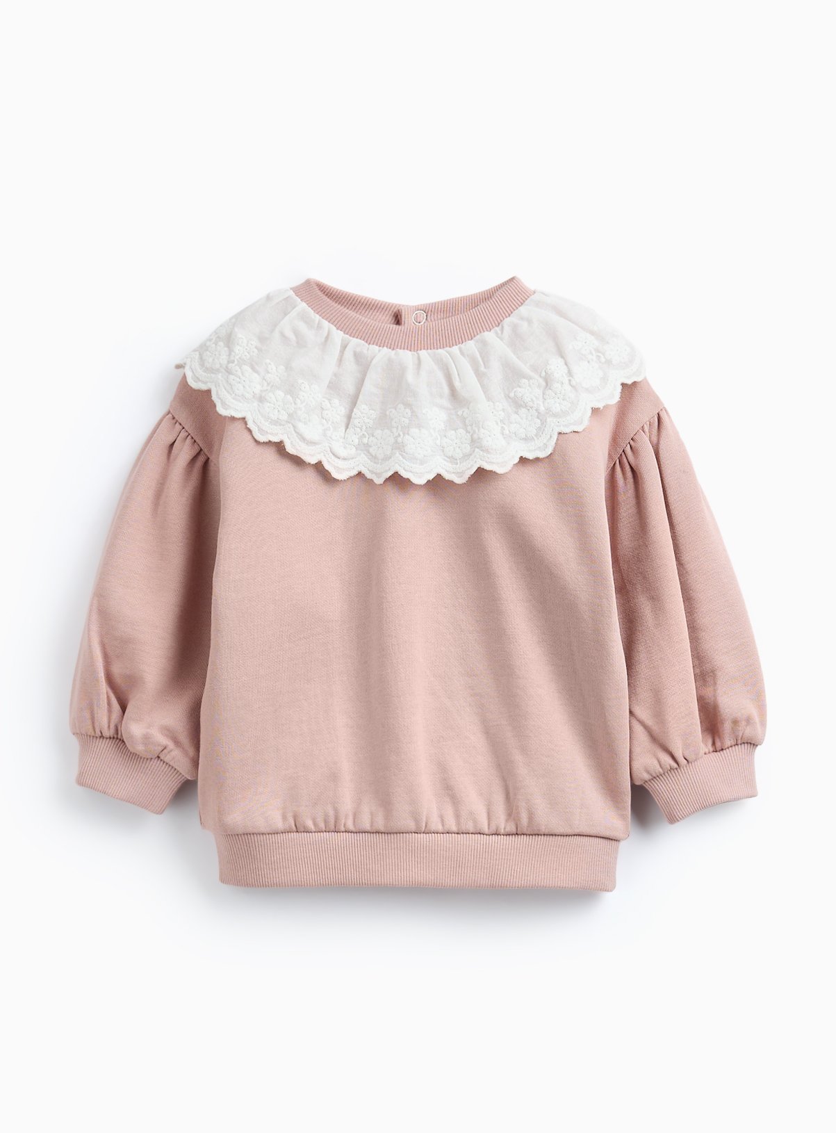 Pink Broderie Collar Sweatshirt 