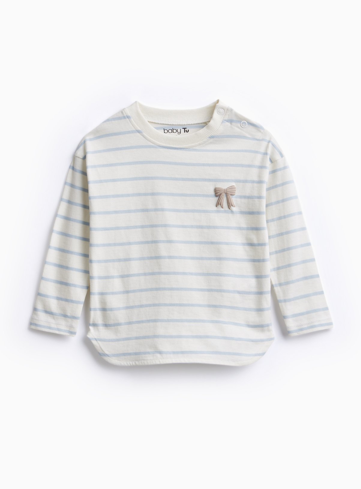 Cream Striped Bow Design Long Sleeve Top 18-24 months