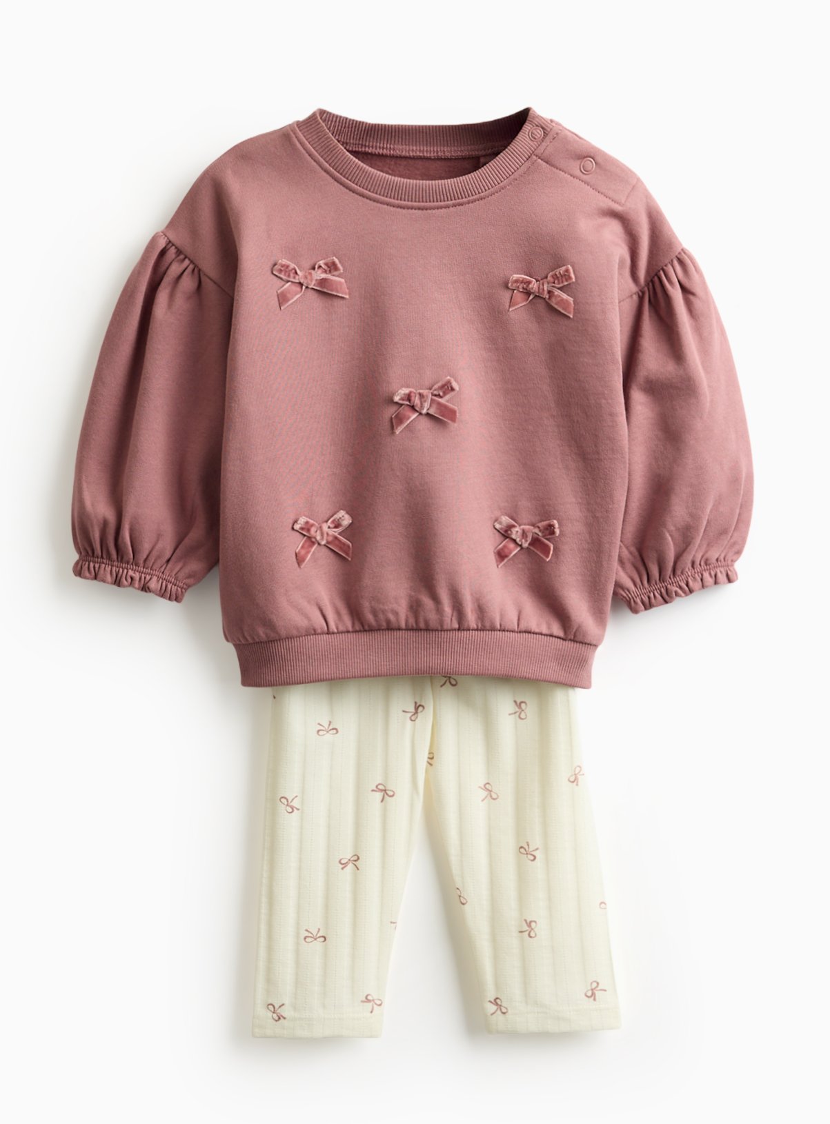 Pink Bow Tie Sweatshirt & Leggings Set 