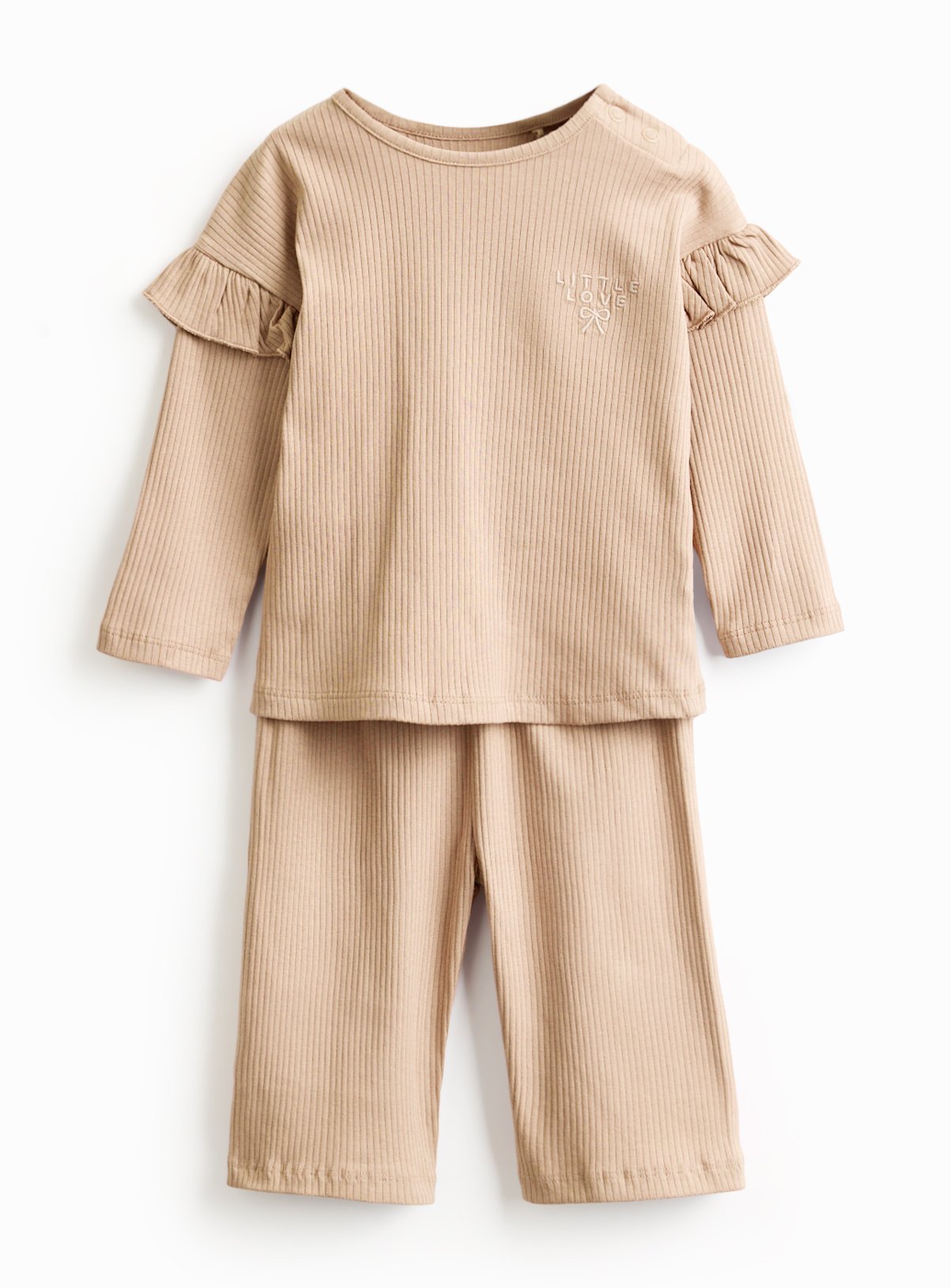 Brown Frill Detail Ribbed Set 6-9 months