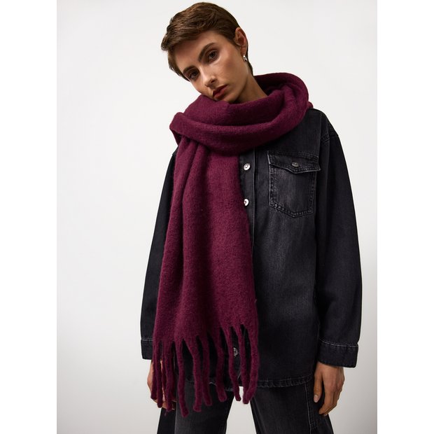 Buy Burgundy Heavyweight Knitted Scarf One Size Scarves Argos