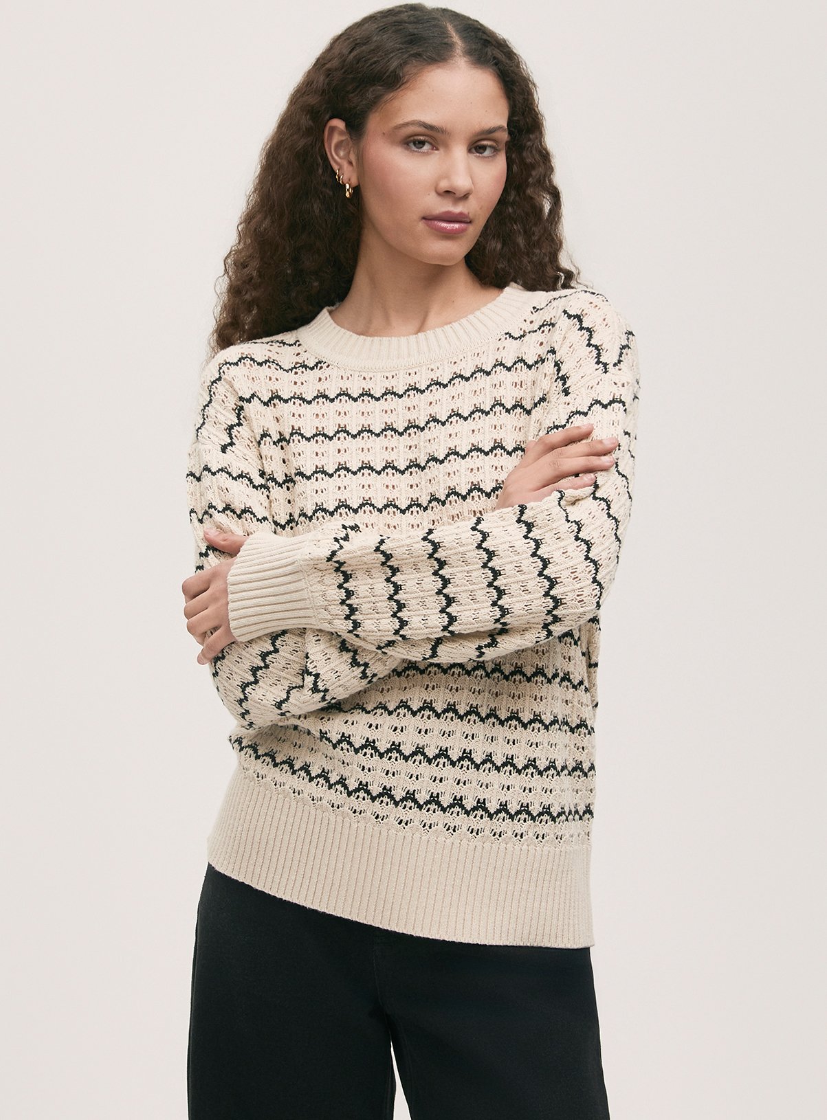 FINERY Sansa Crochet Jumper Ivory