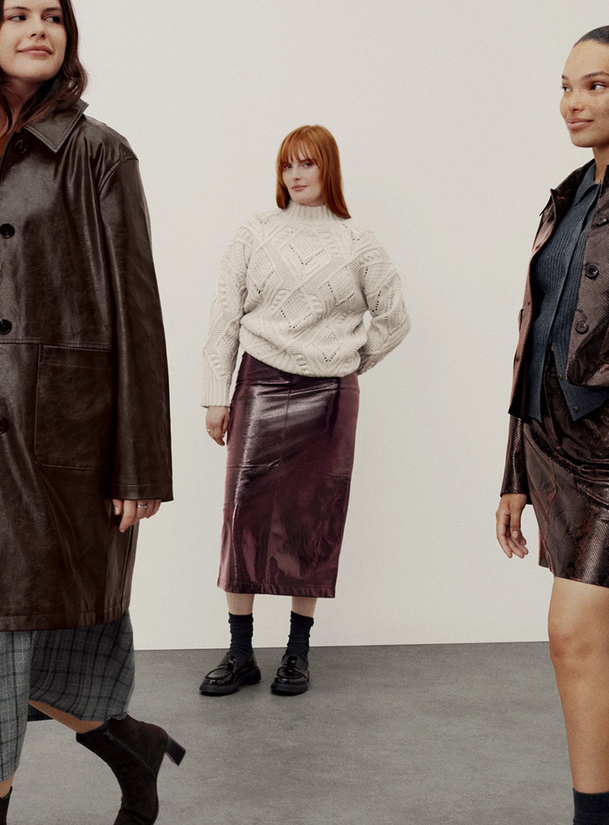 Burgundy Vinyl Co-ord Midaxi Column Skirt 