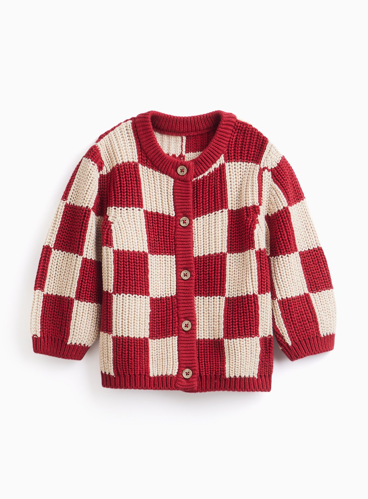Red Chequered Knitted Cardigan 12-18 months