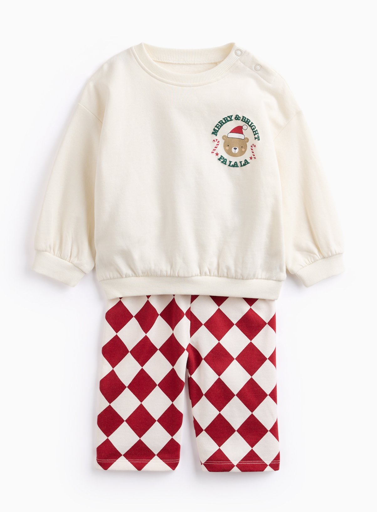 Unisex Christmas Cream Sweat Top & Bottoms Set 