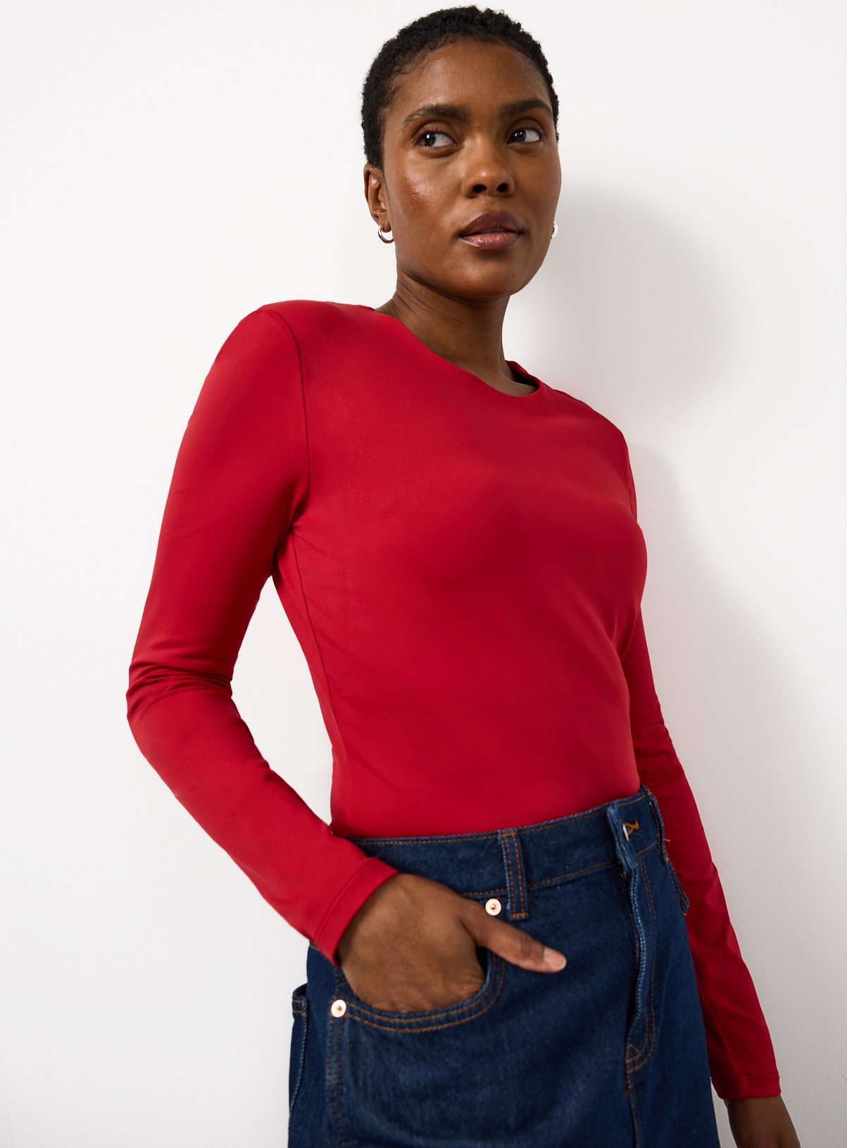 Red Polyamide Long Sleeve Top 8