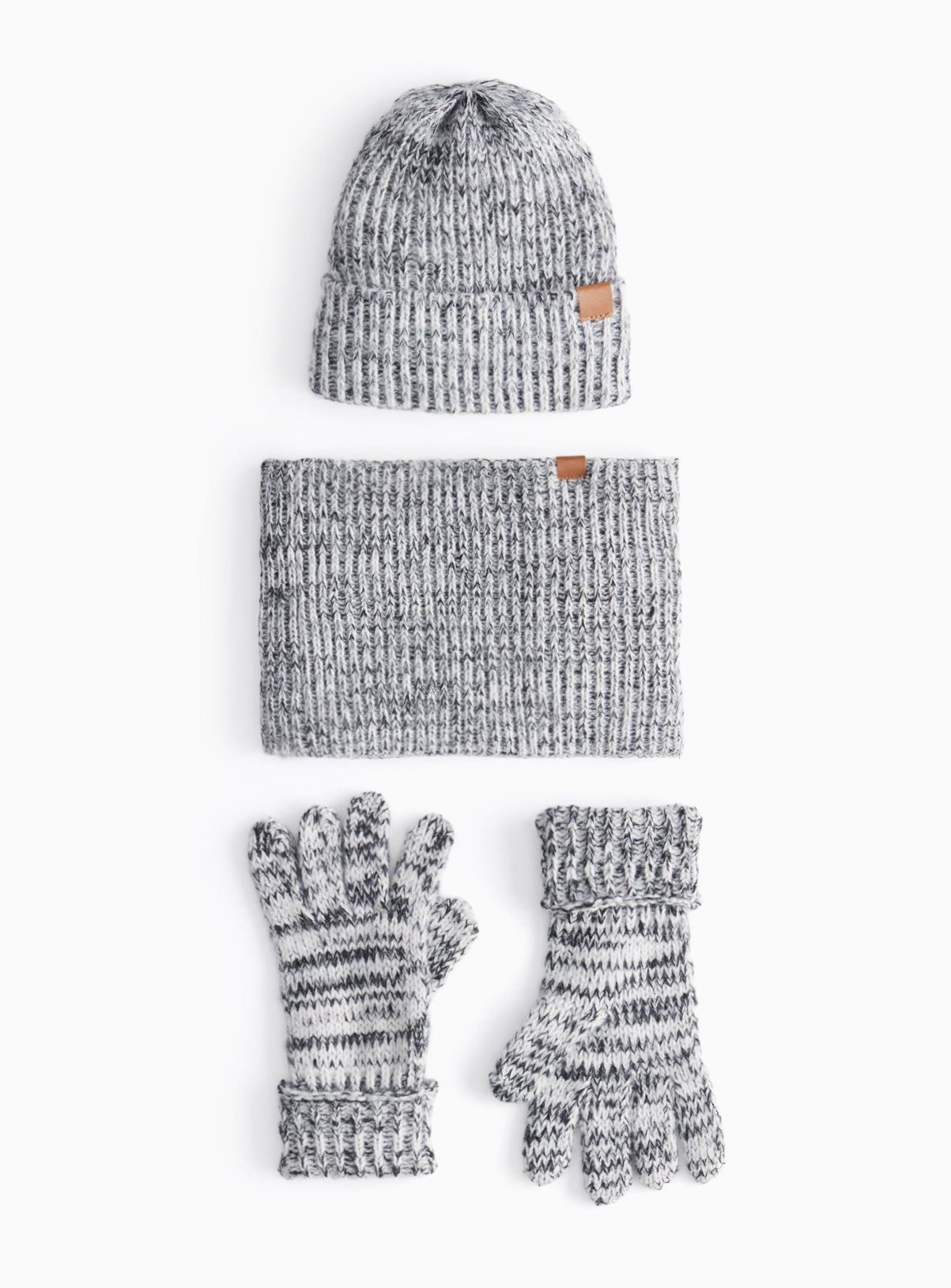 Grey Space Dye Knitted 3-Piece Set 
