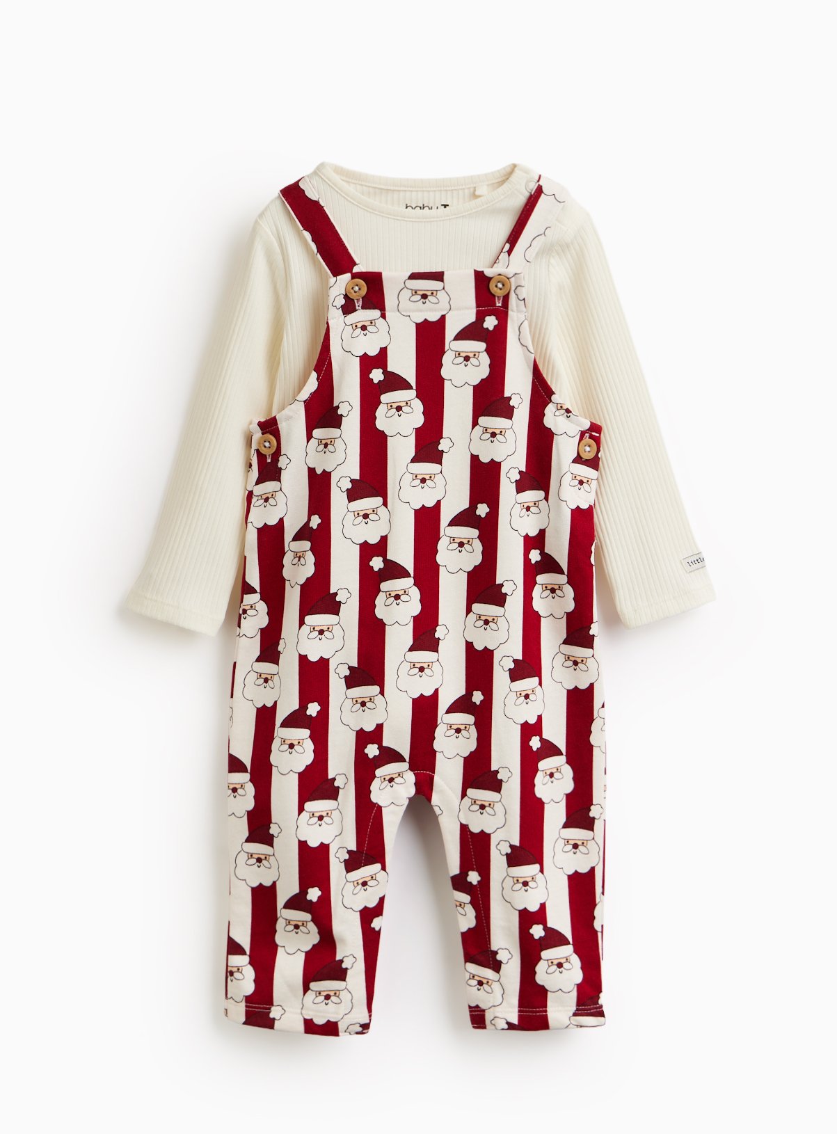 Red Santa Stripe Dungaree Set 