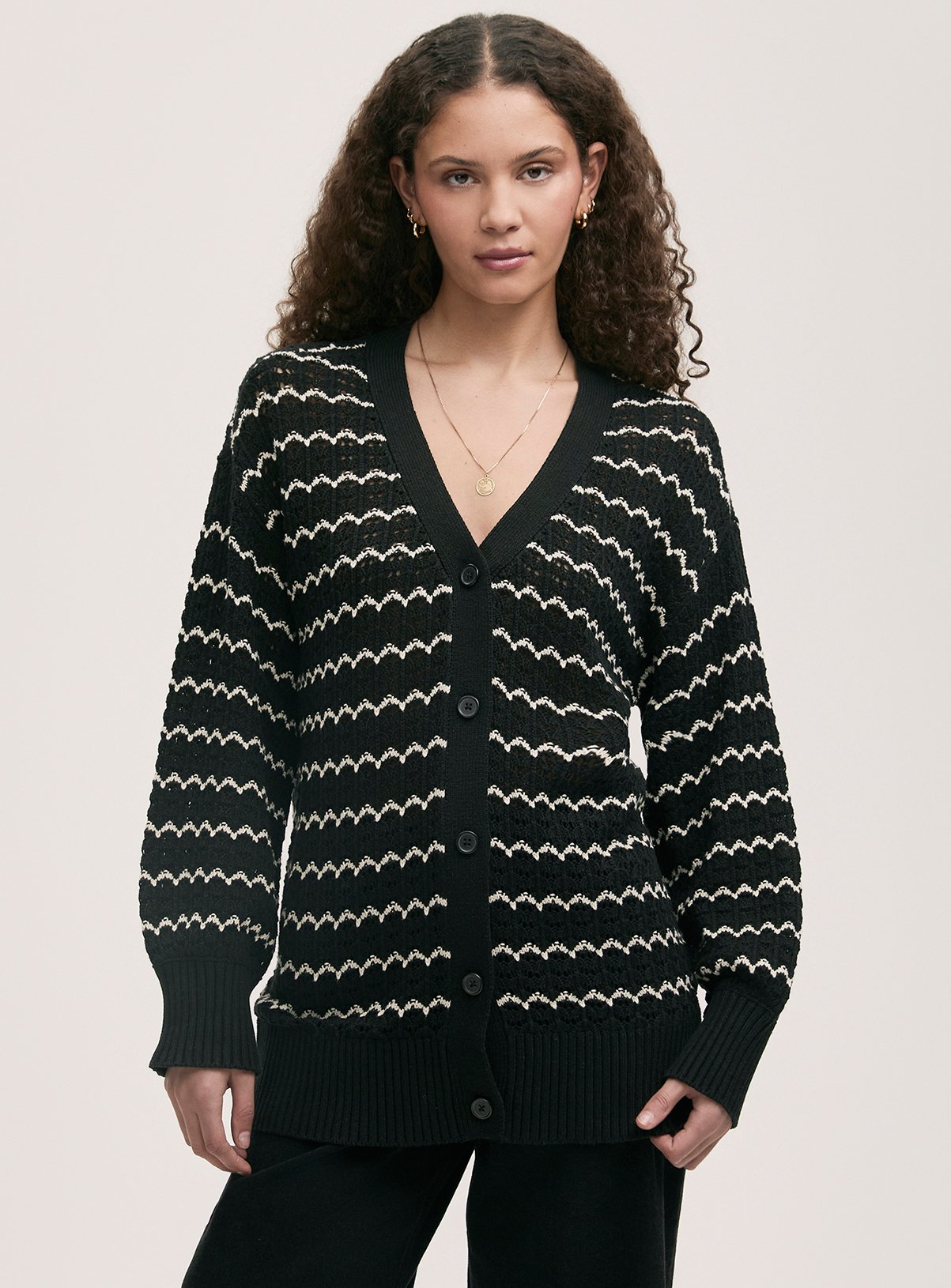 FINERY Alena Crochet Cardi Black 