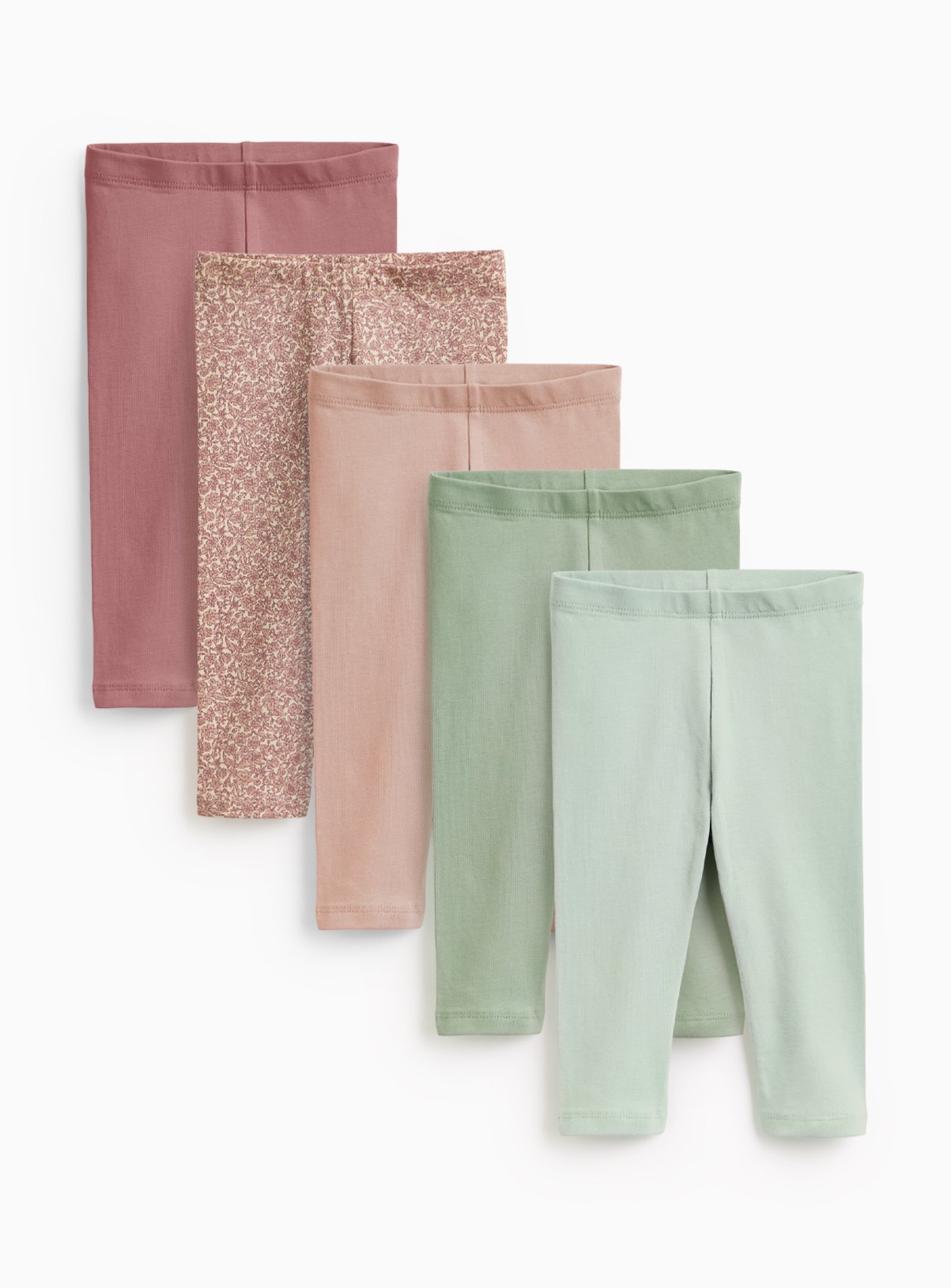 Woodland Plain & Printed Leggings 5 Pack 