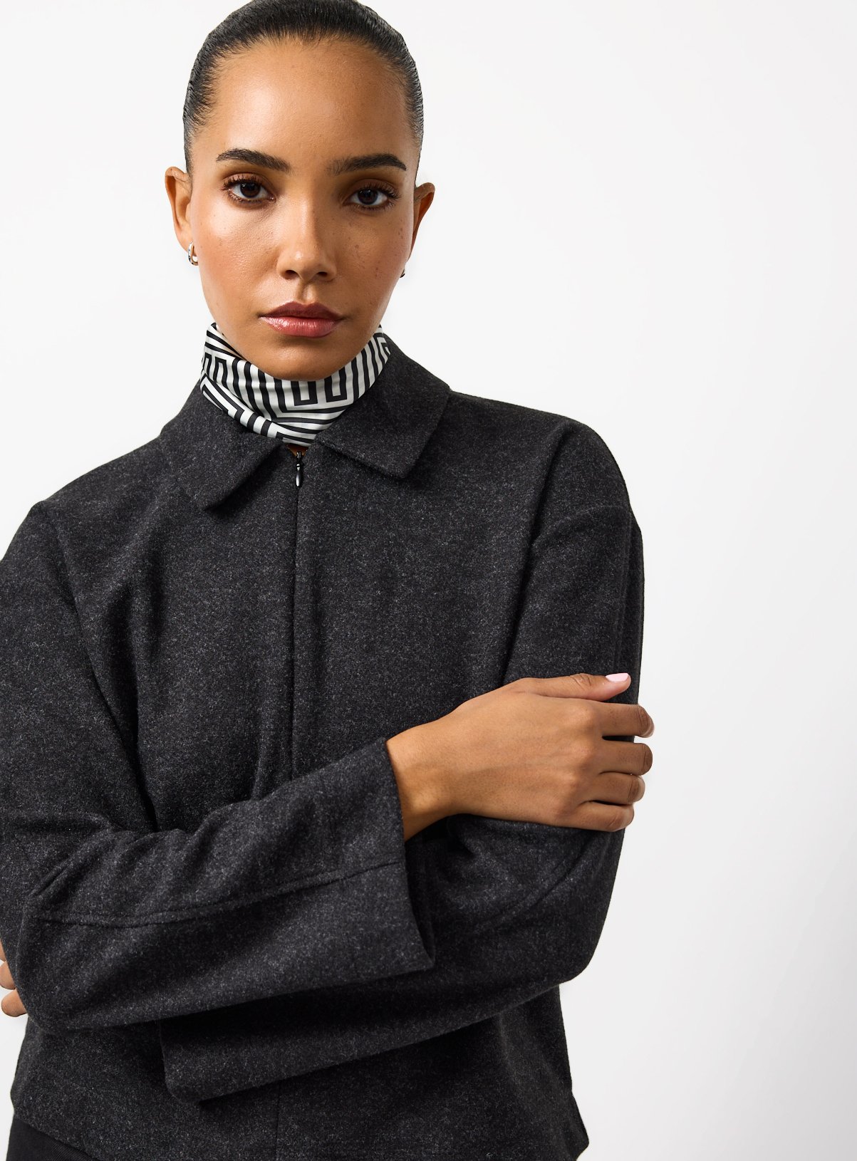 Charcoal Collared Zip Detail Jumper 