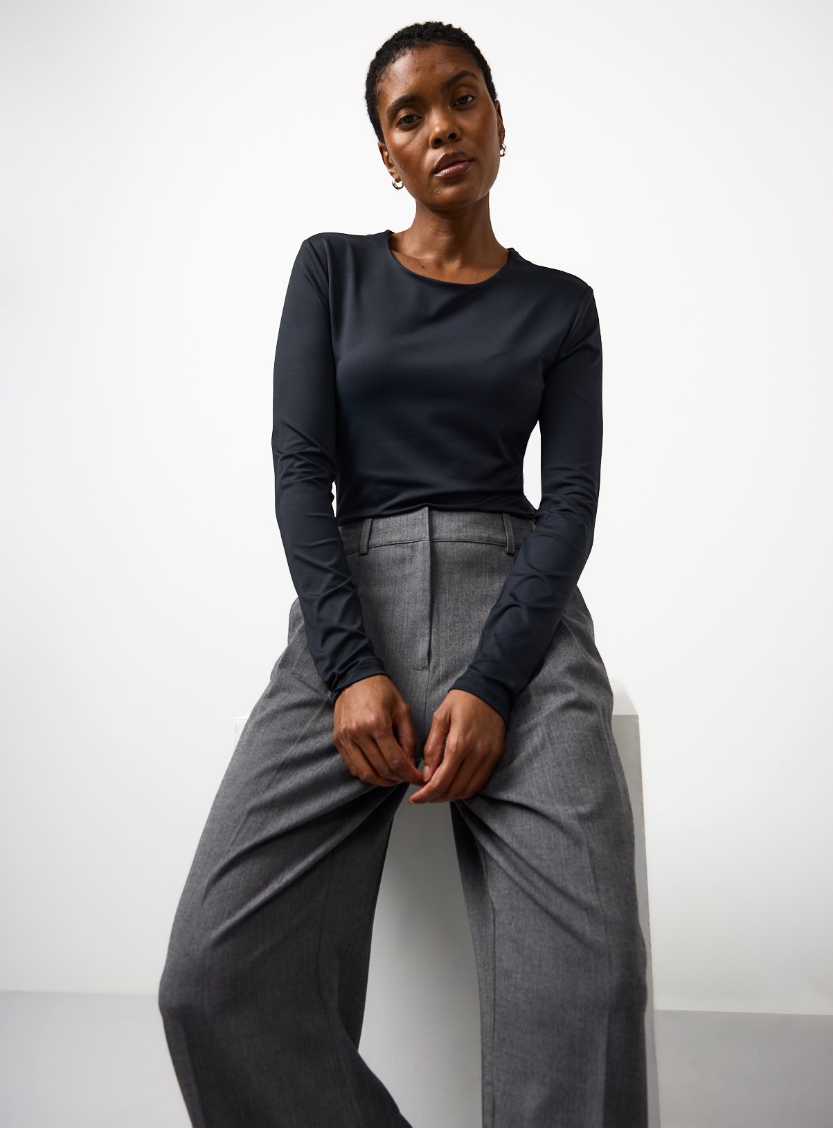 Black Polyamide Long Sleeve Top 8