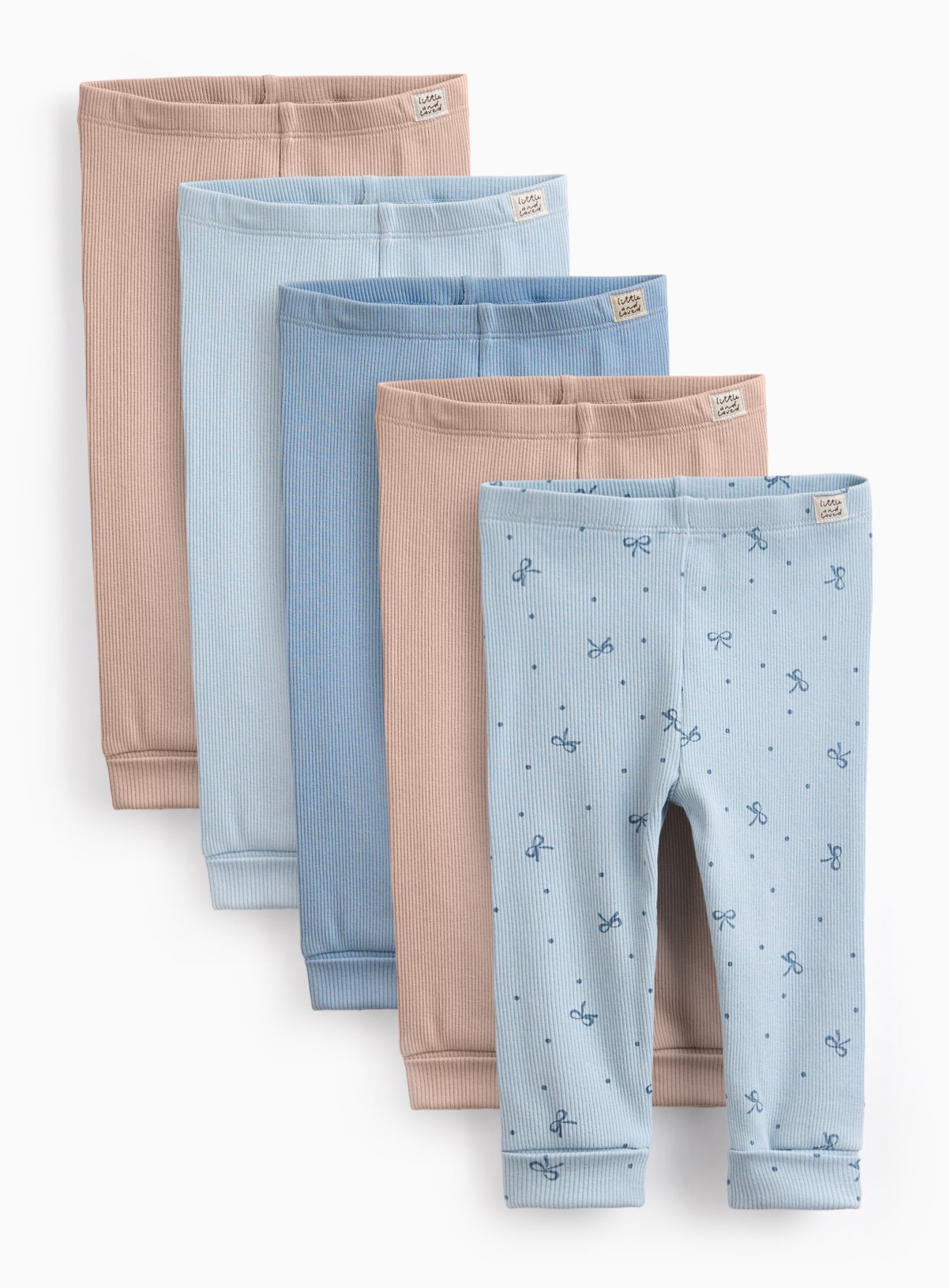 Blue Ribbed Leggings 5 Pack 9-12 months