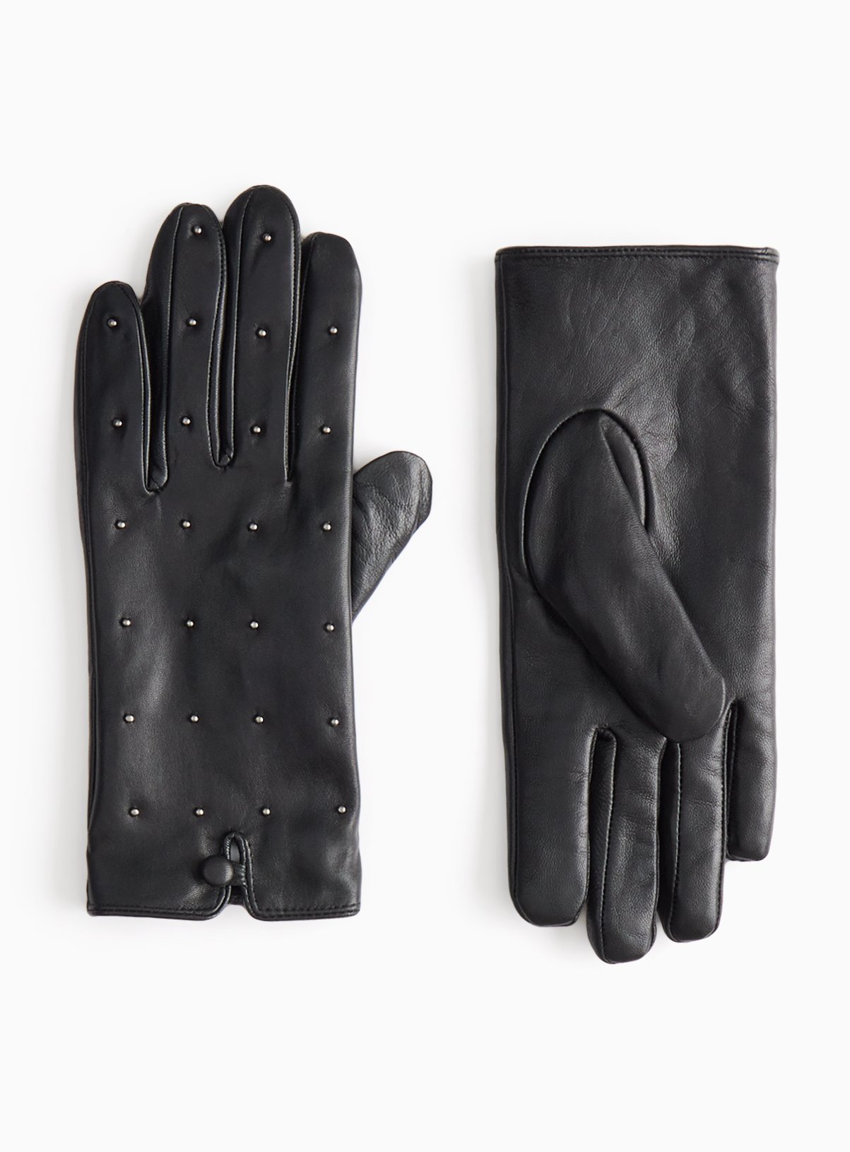 Buy Black Studded Leather Gloves L Gloves Tu