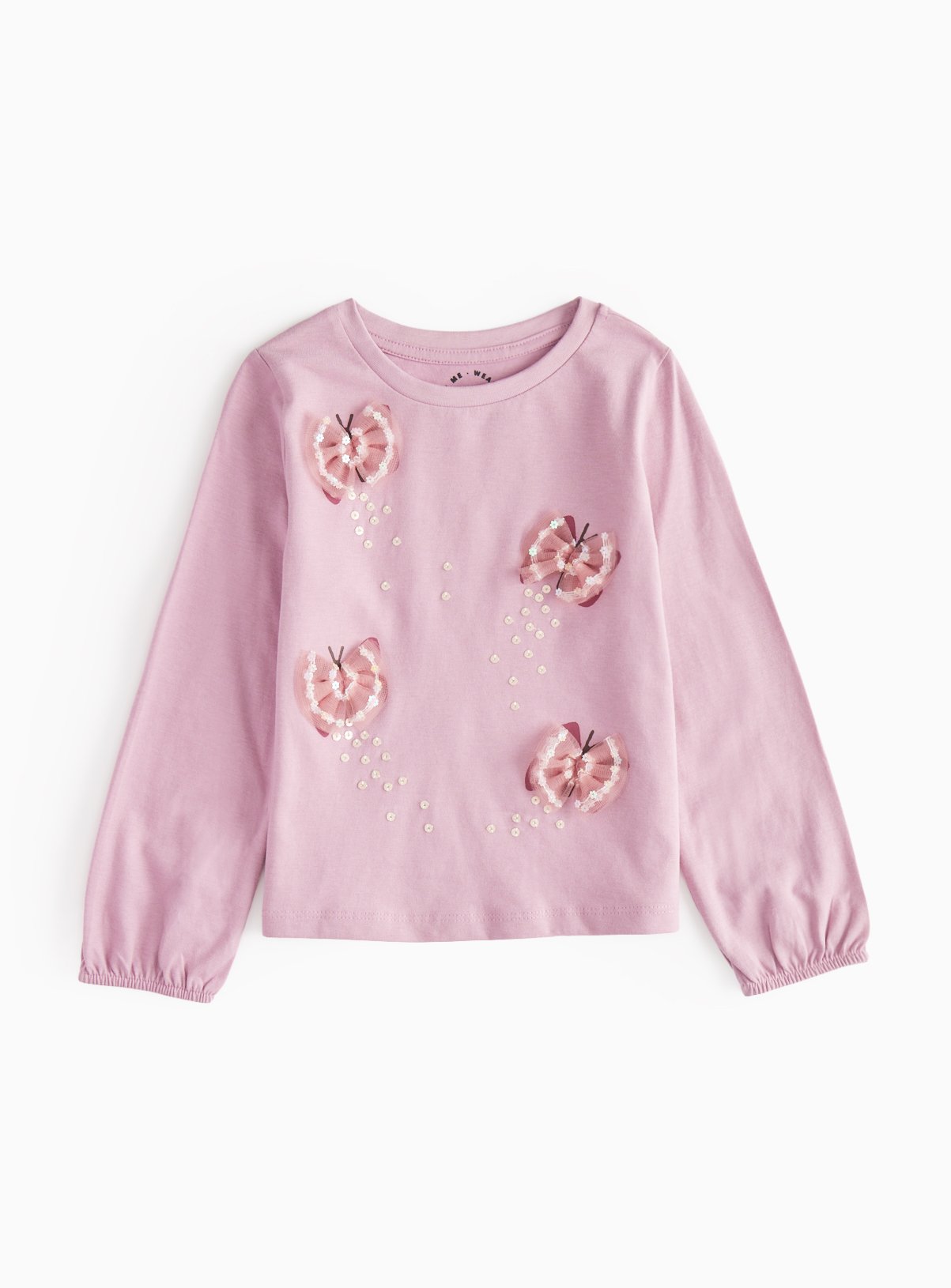 Purple Sequin Butterflies Long Sleeve Top 