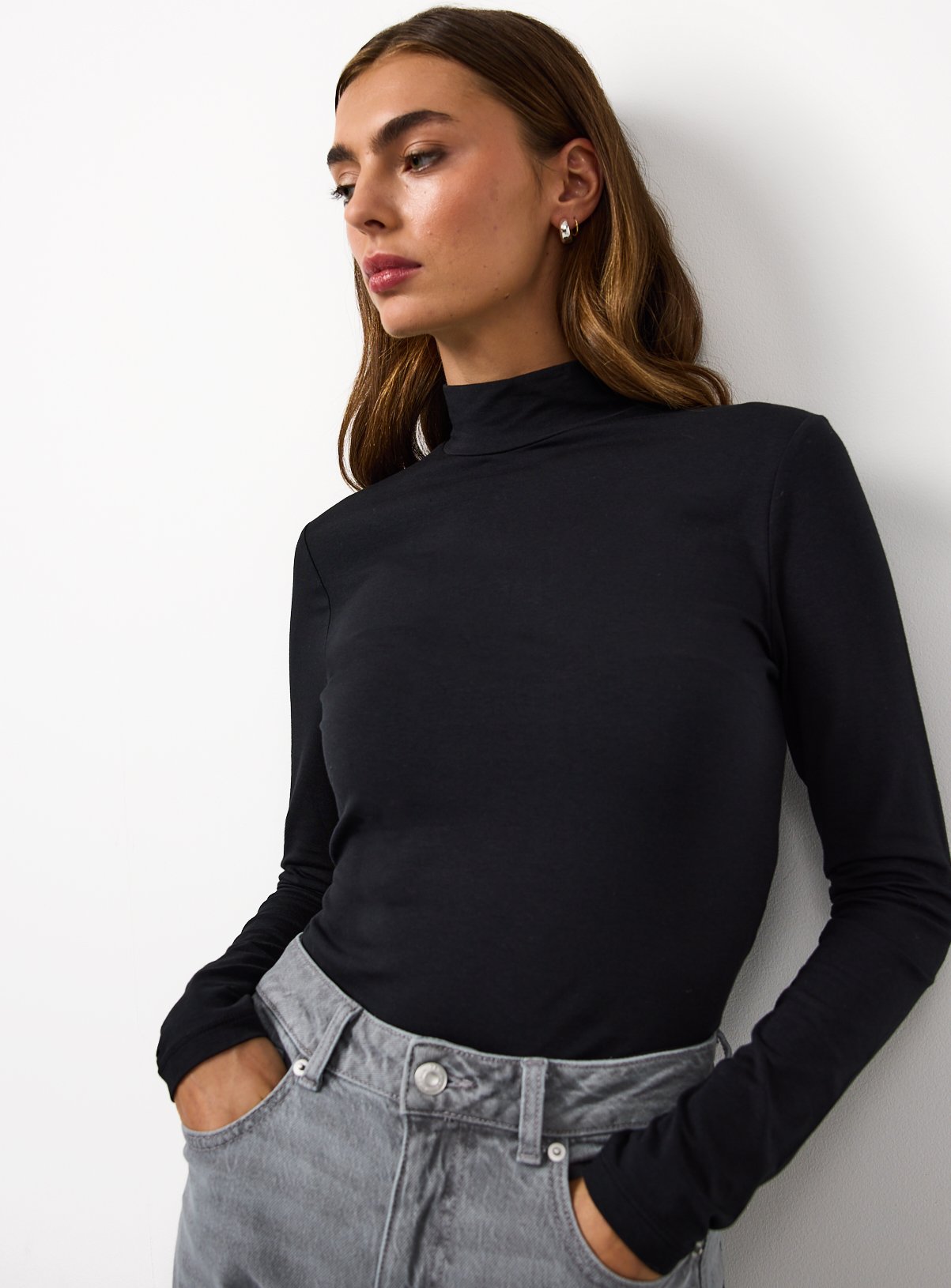 Black Modal Blend High Neck Top 16