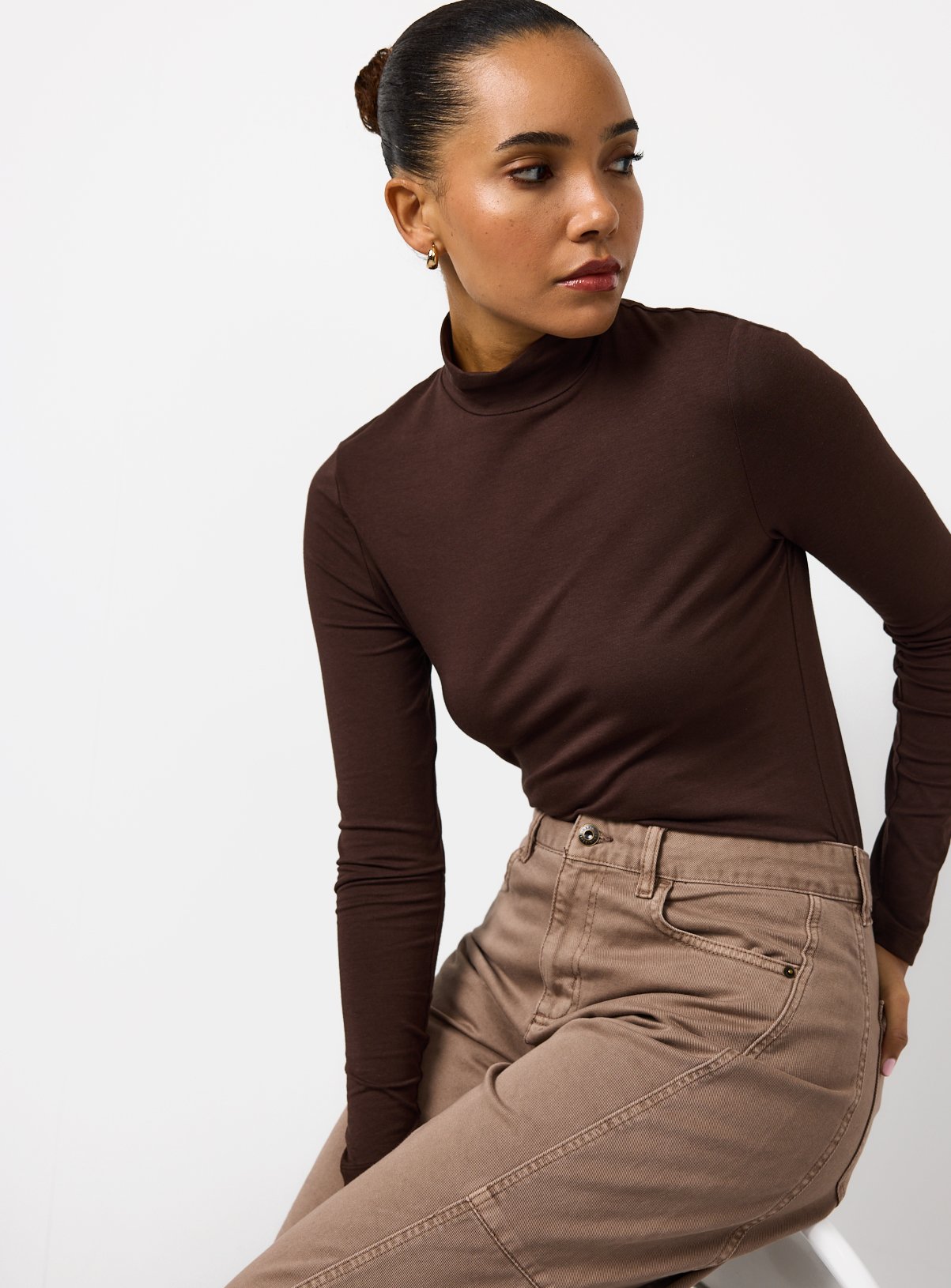 Brown Modal Blend High Neck Top 8