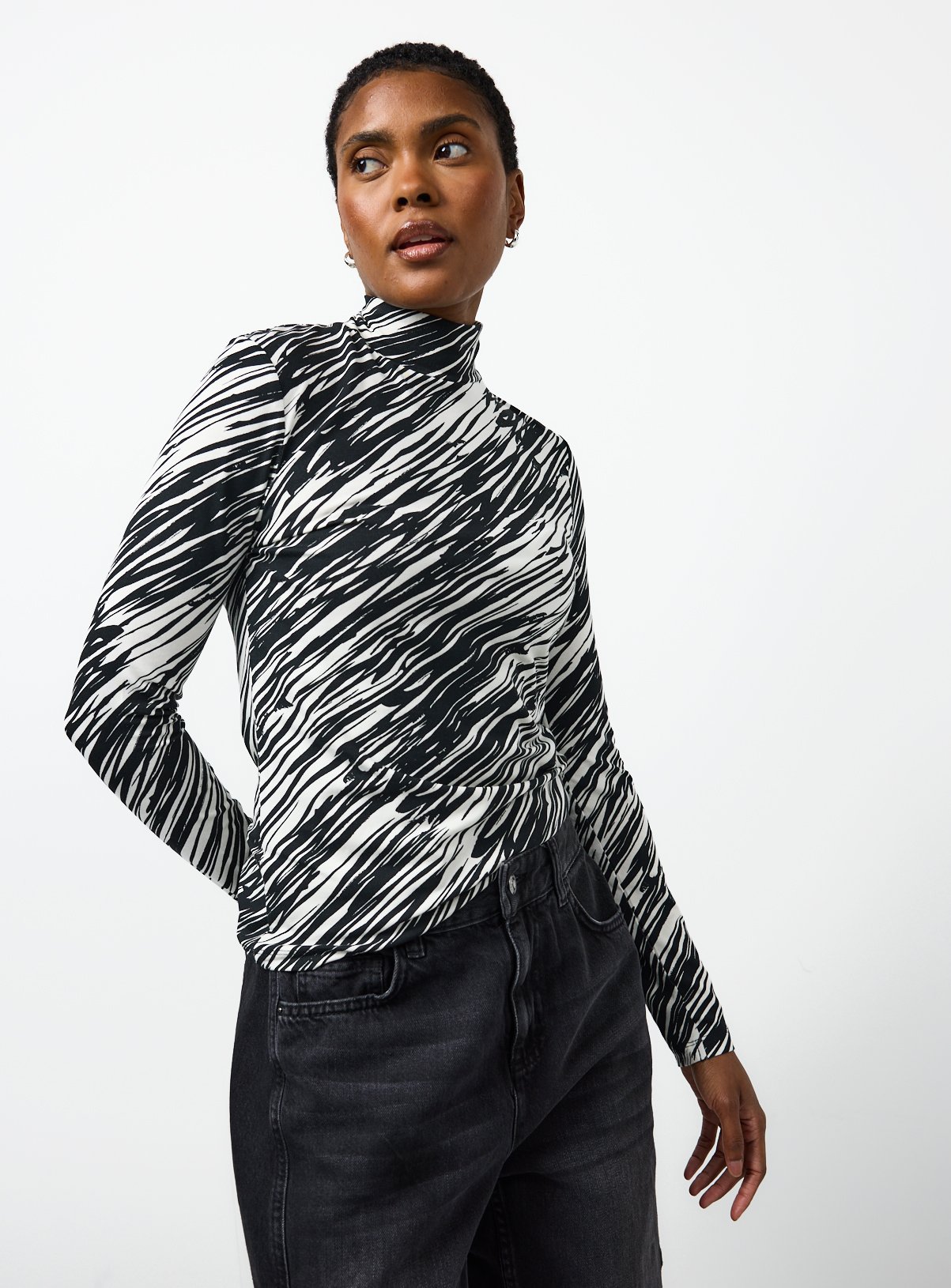 Printed High Neck Modal Blend Top