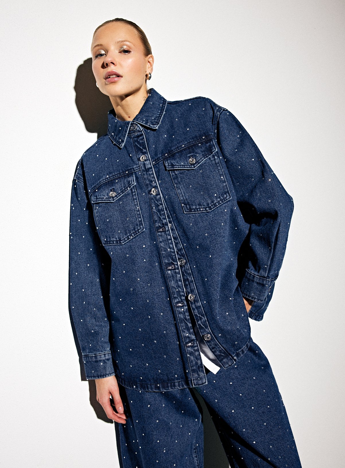 Dark Denim Eccentric Embellished Shirt 