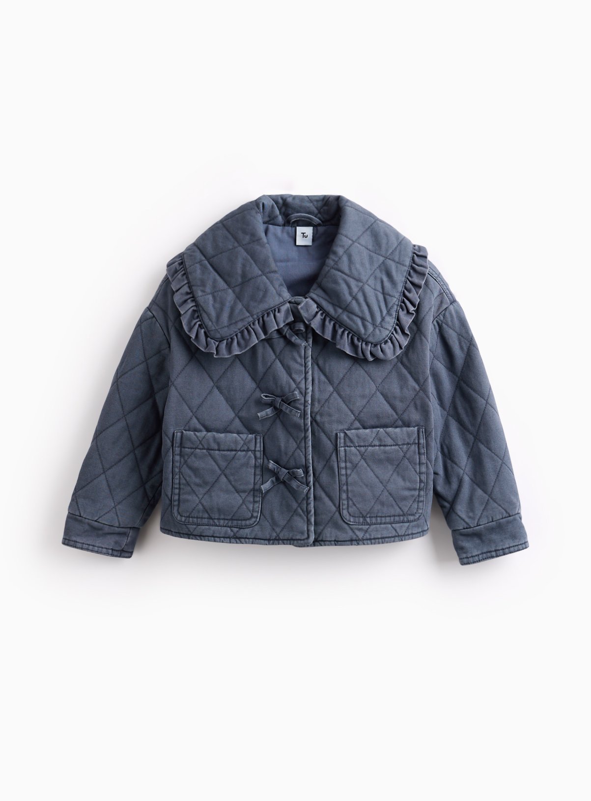 Navy Collared Quilted Jacket 