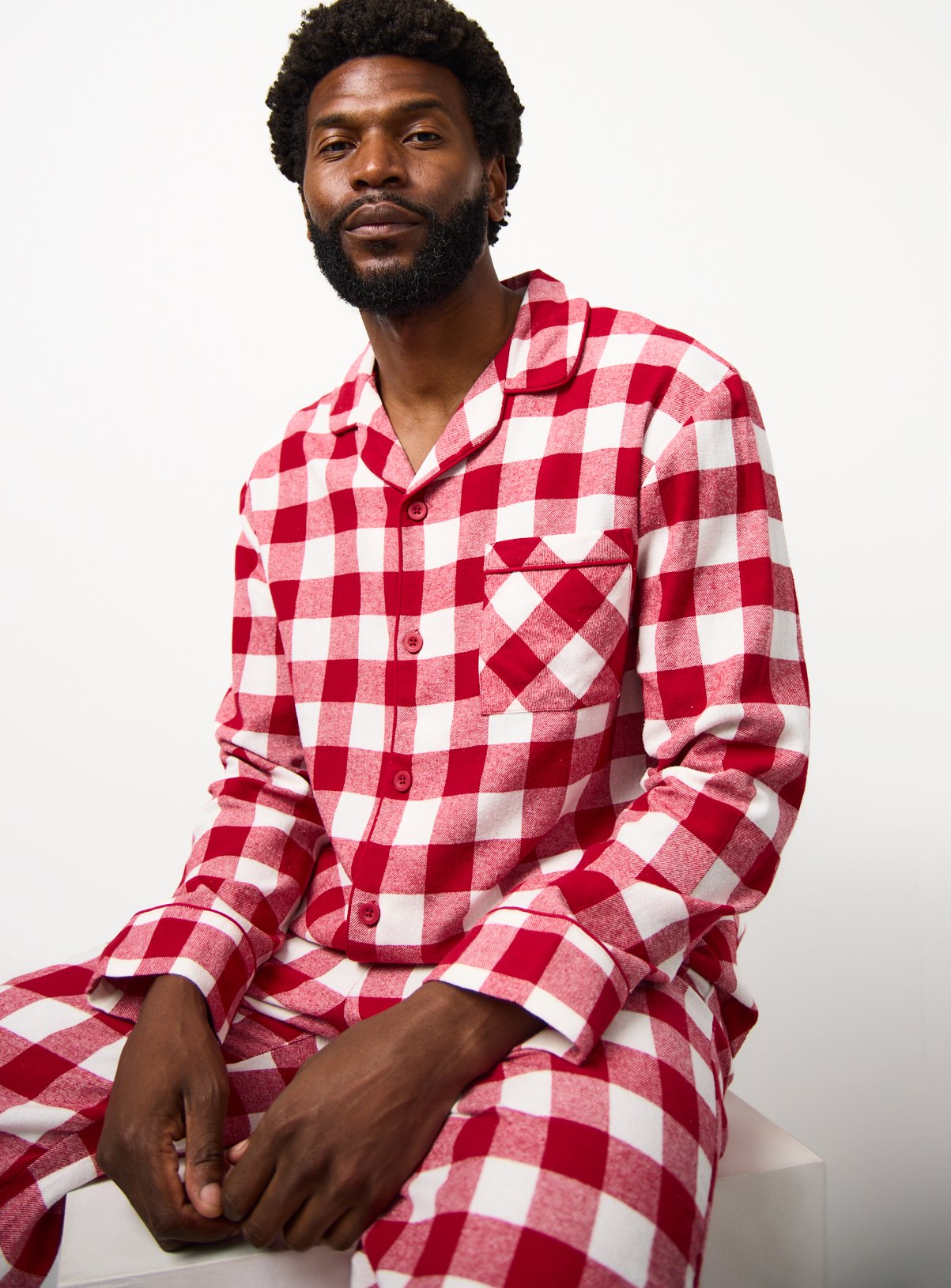 Matching Family Men's Christmas Red Buffalo Check Pyjamas 