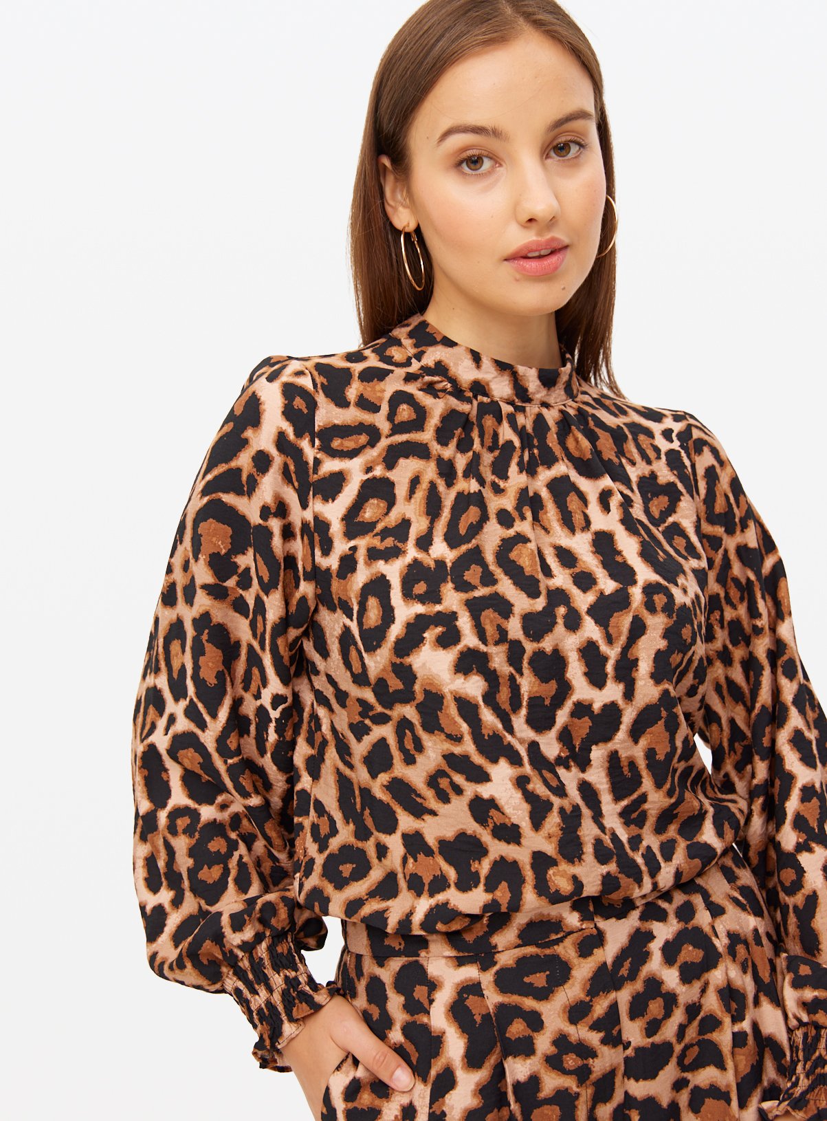 Animal Printed Volume Sleeve Co-ord Blouse 20