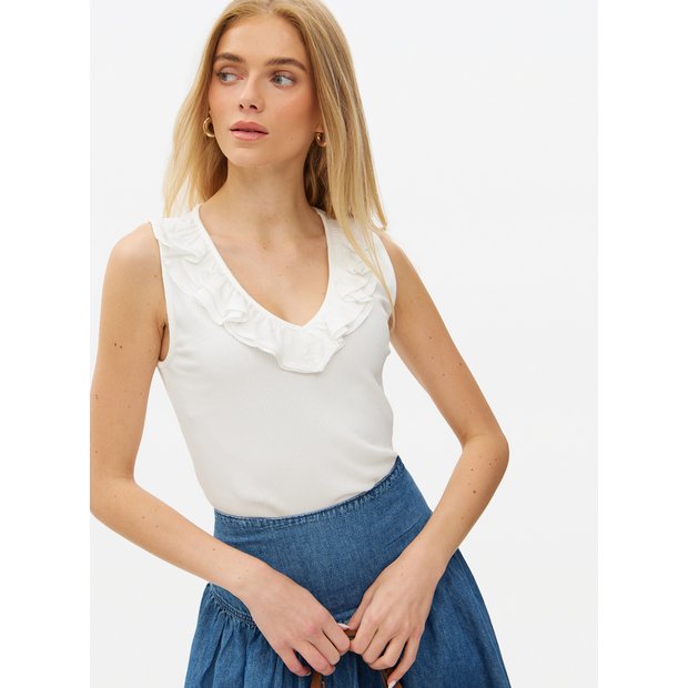 HOUGA＞ waltz frill vest cotton WHITE