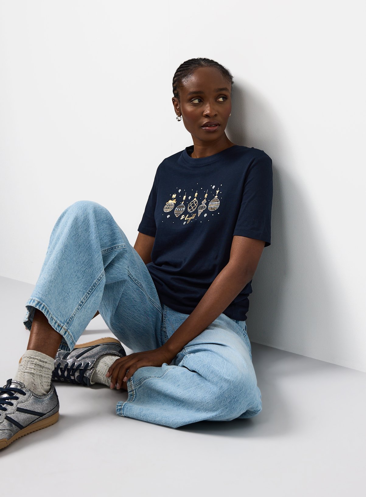 Navy Christmas Bauble Regular Fit T-Shirt 