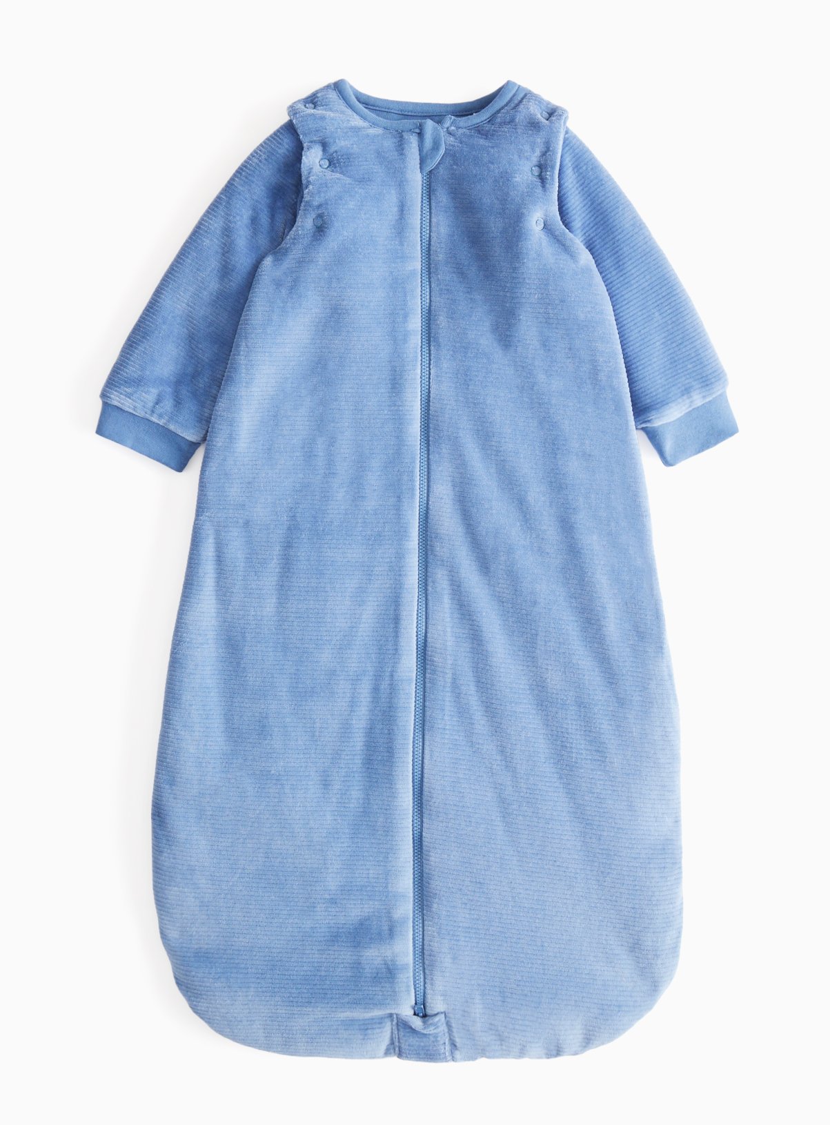  Blue Velour Long Sleeve 2.5 Tog Sleeping Bag 12-18 months