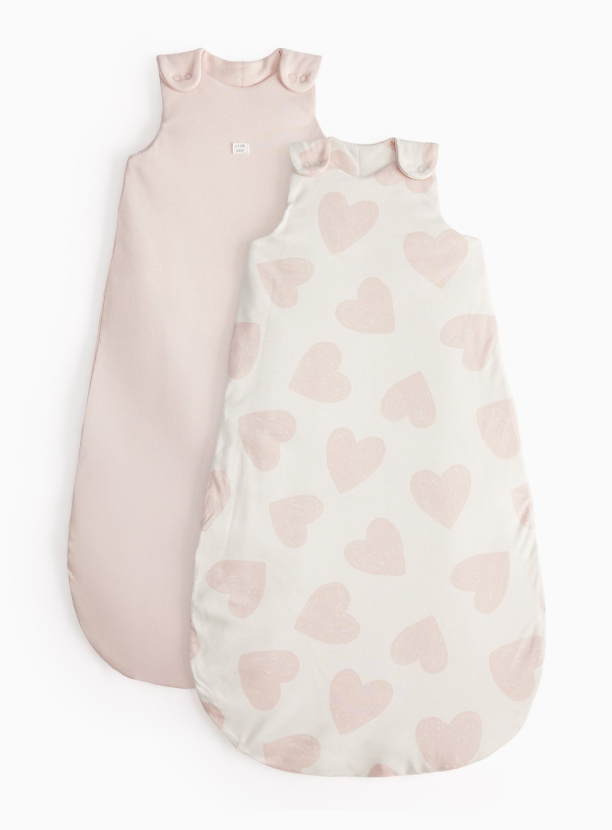 Pink Hearts Printed 2.5 Tog Sleeping Bag 2 Pack 12-18 months