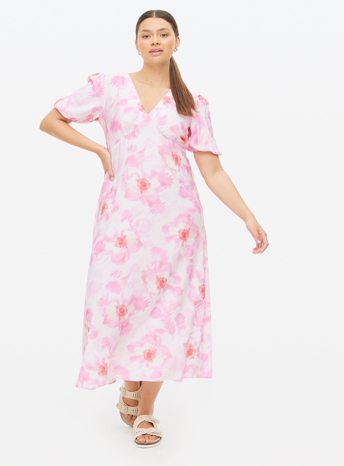 Pink Floral Midaxi Tea dress 