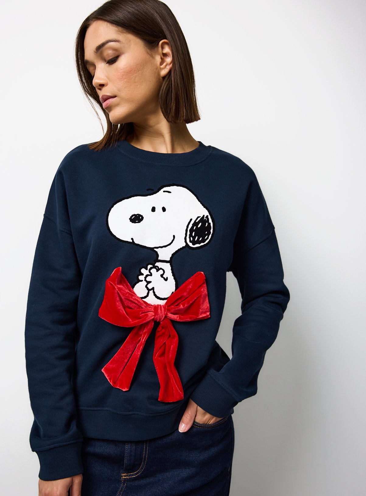 Mini Me Snoopy Christmas Bow Sweatshirt 