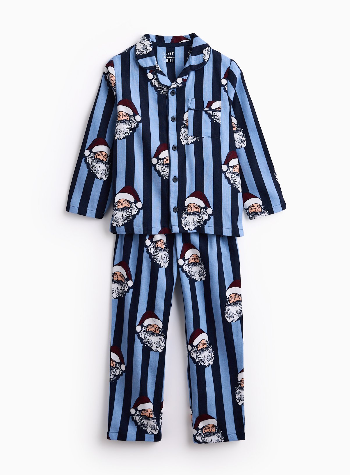 Matching Family Kid's Christmas Navy Stripe Santa Traditional Pyjamas