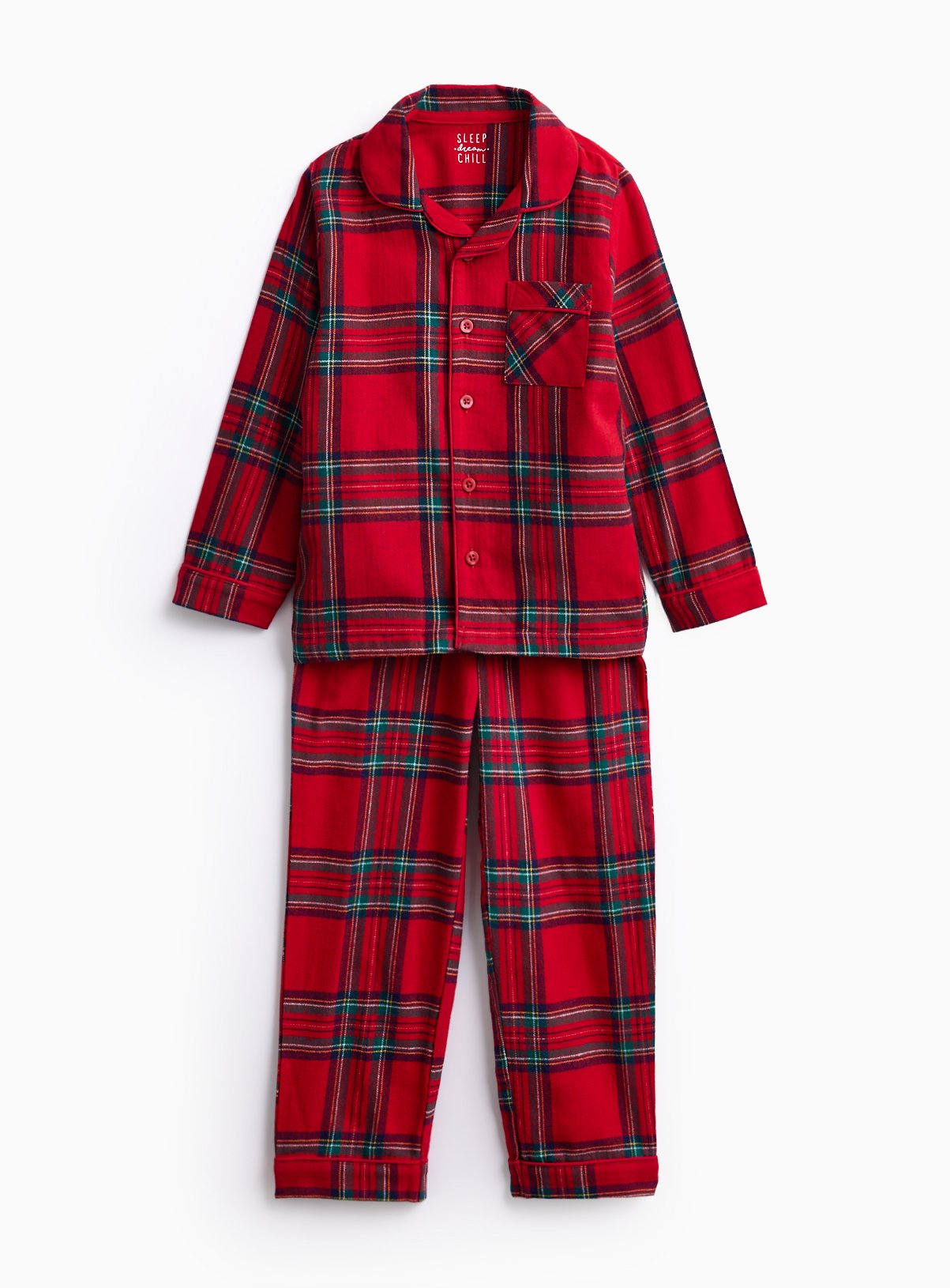 Matching Family Kids' Christmas Red Traditional Check Pyjamas 