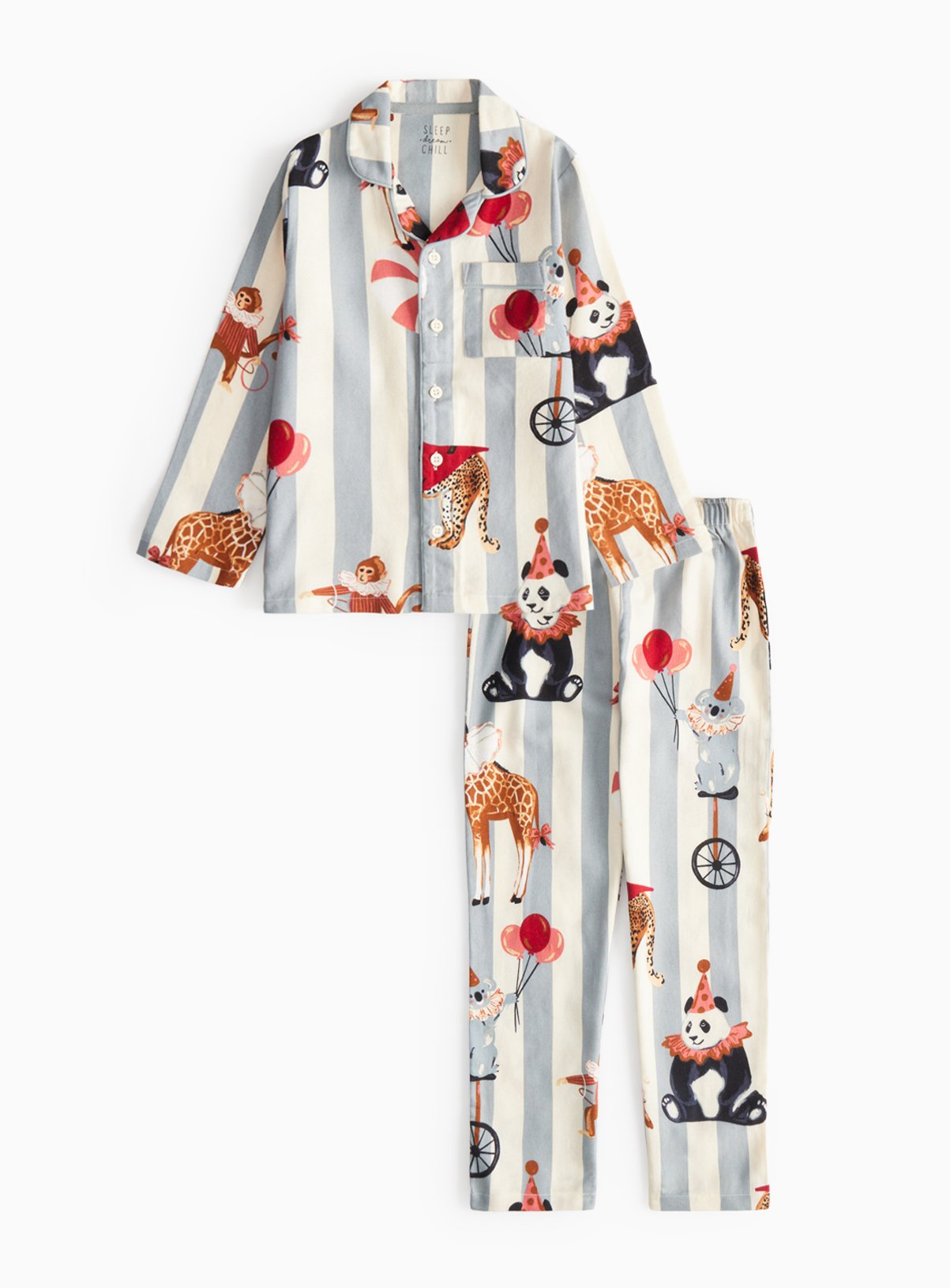 Matching Family Kids' Christmas Striped Circus Print Pyjamas 