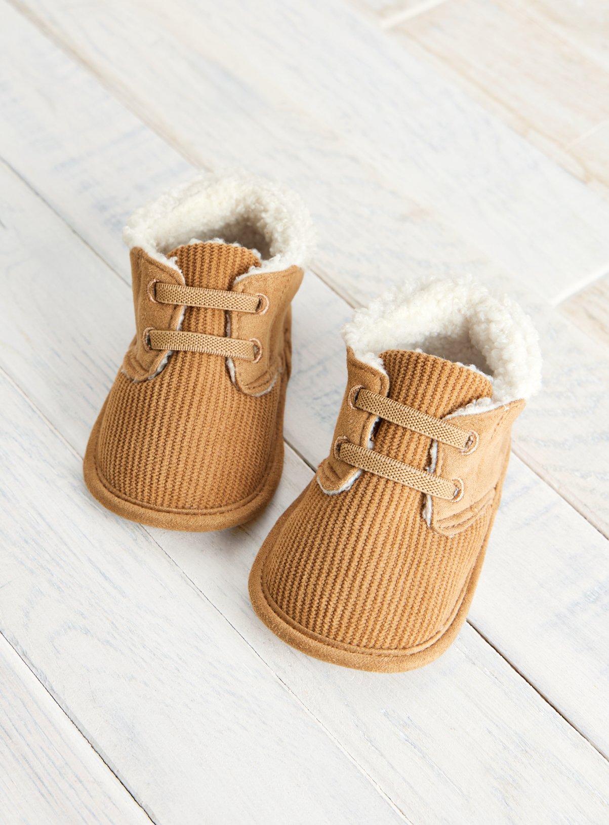 Beige Corduroy Lace Up Shoes