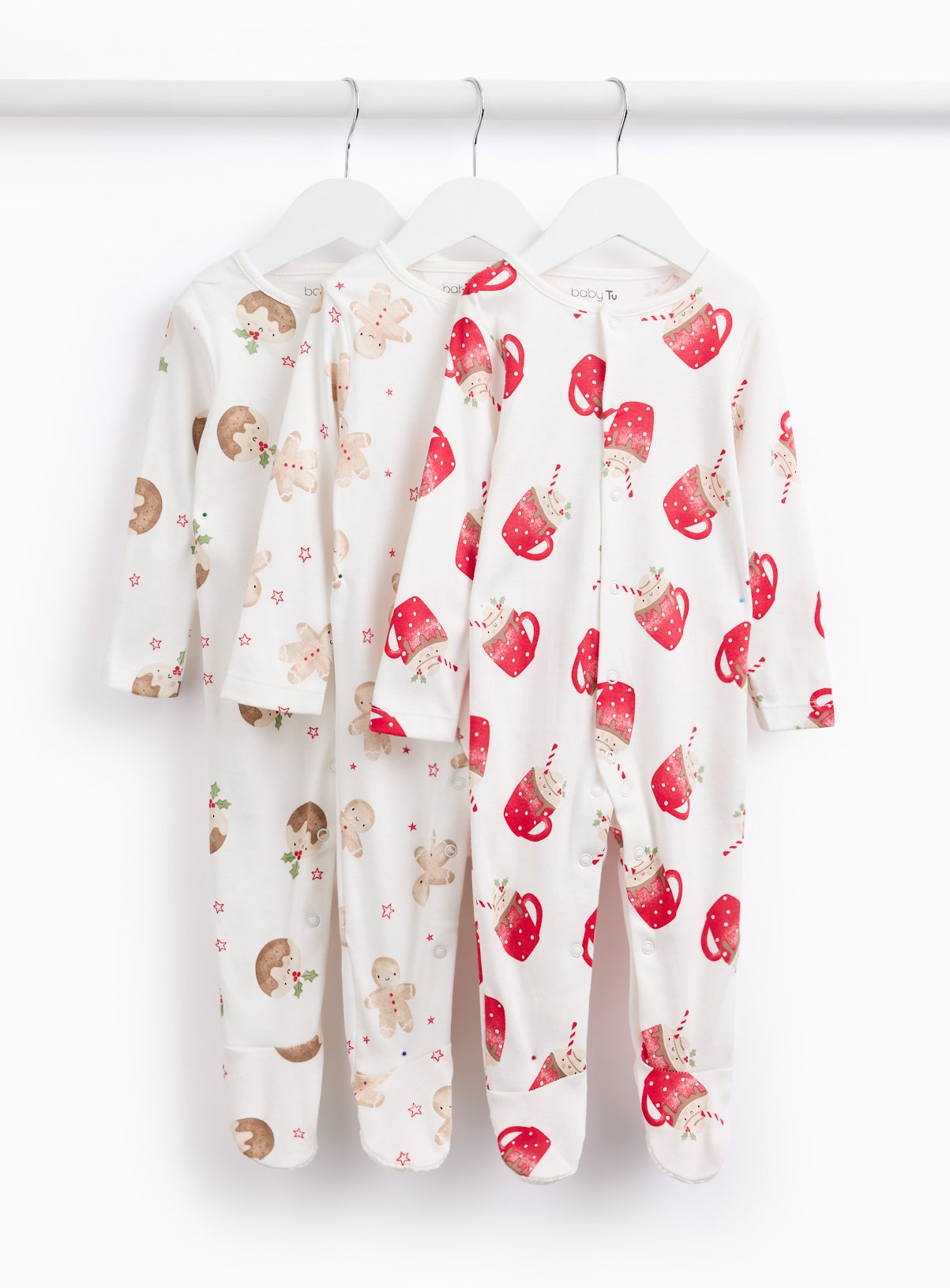 Christmas Foods Printed Sleepsuits 3 Pack 