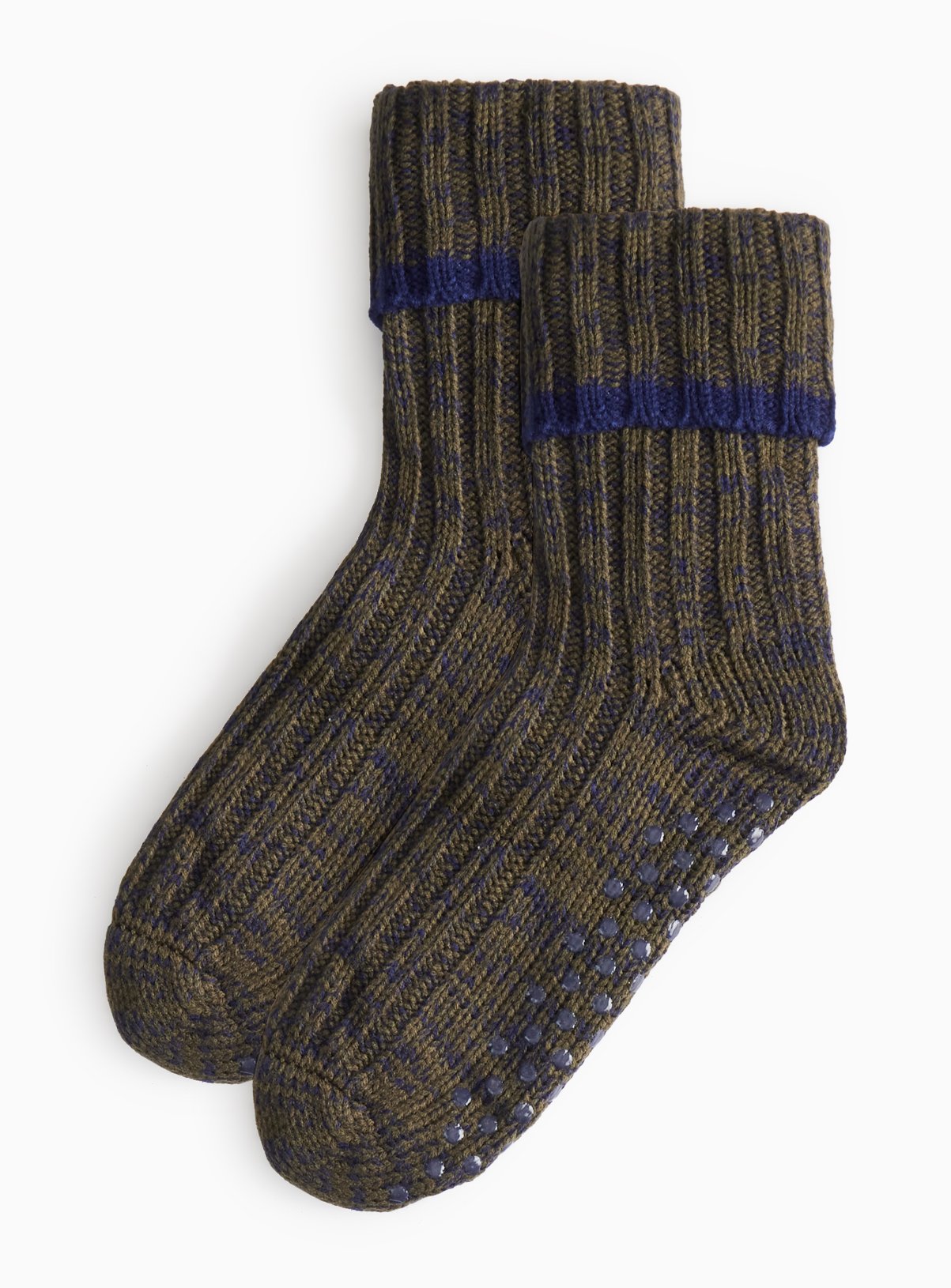 Khaki Cable Knitted Slipper Socks 6-11