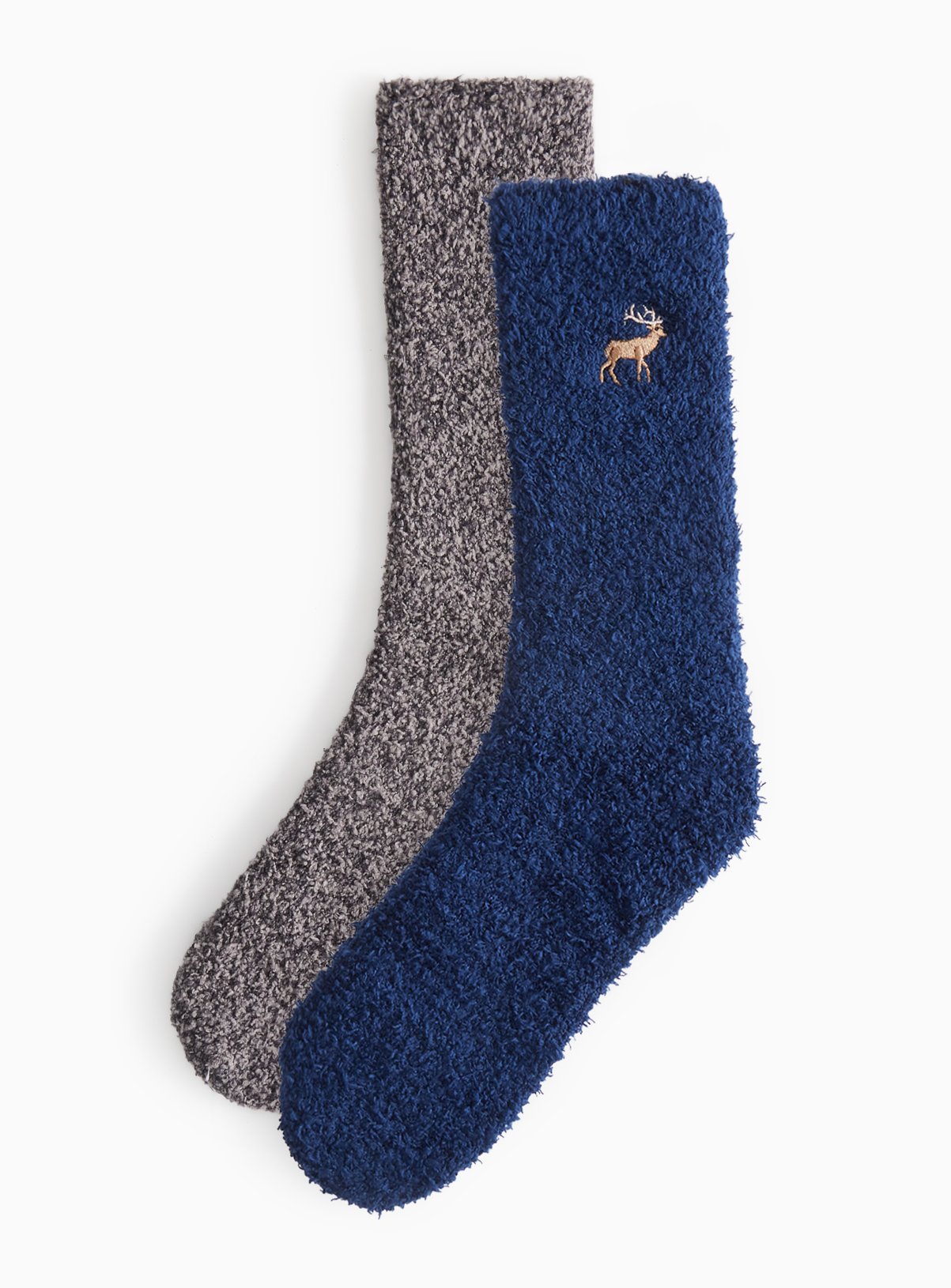 Deer Embroidered Cosy Socks 2 Pack 6-11