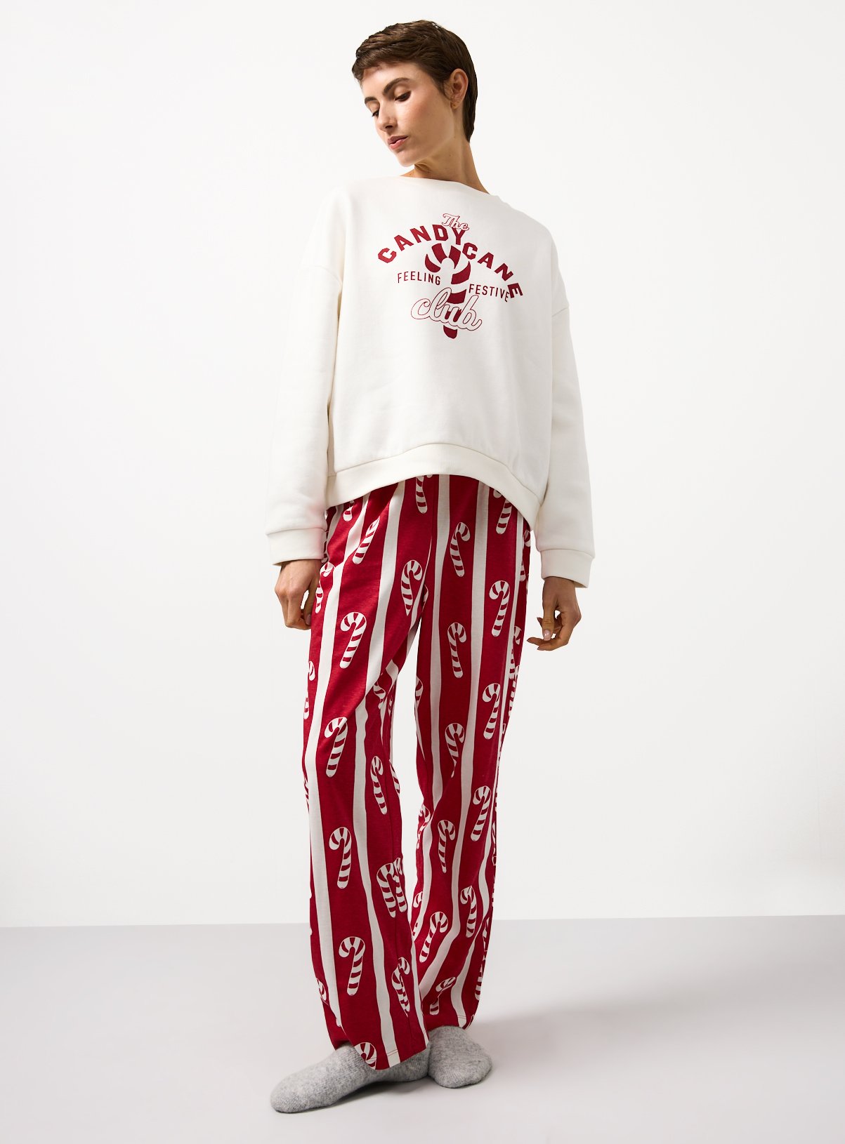 Matching Family Women's Christmas Candy Cane Printed Pyjamas 