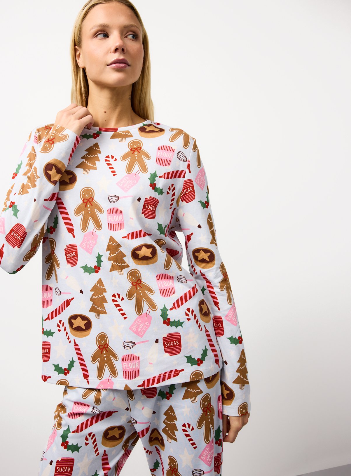 Mini Me Women's Christmas Blue Festive Baking Printed Pyjamas 