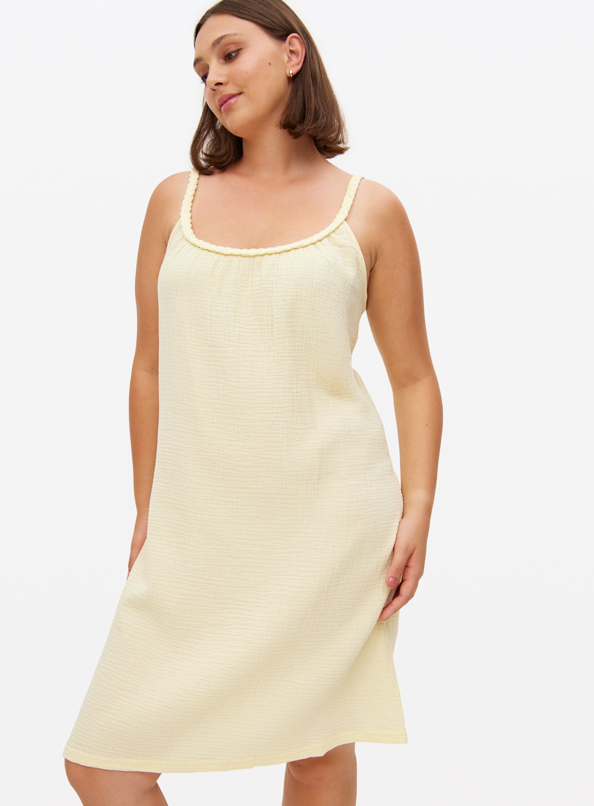 Yellow Double Cloth Chemise Nightdress  