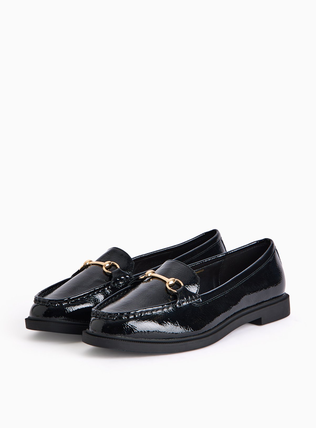 Uno Fit Wide Fit Black Patent Loafers 
