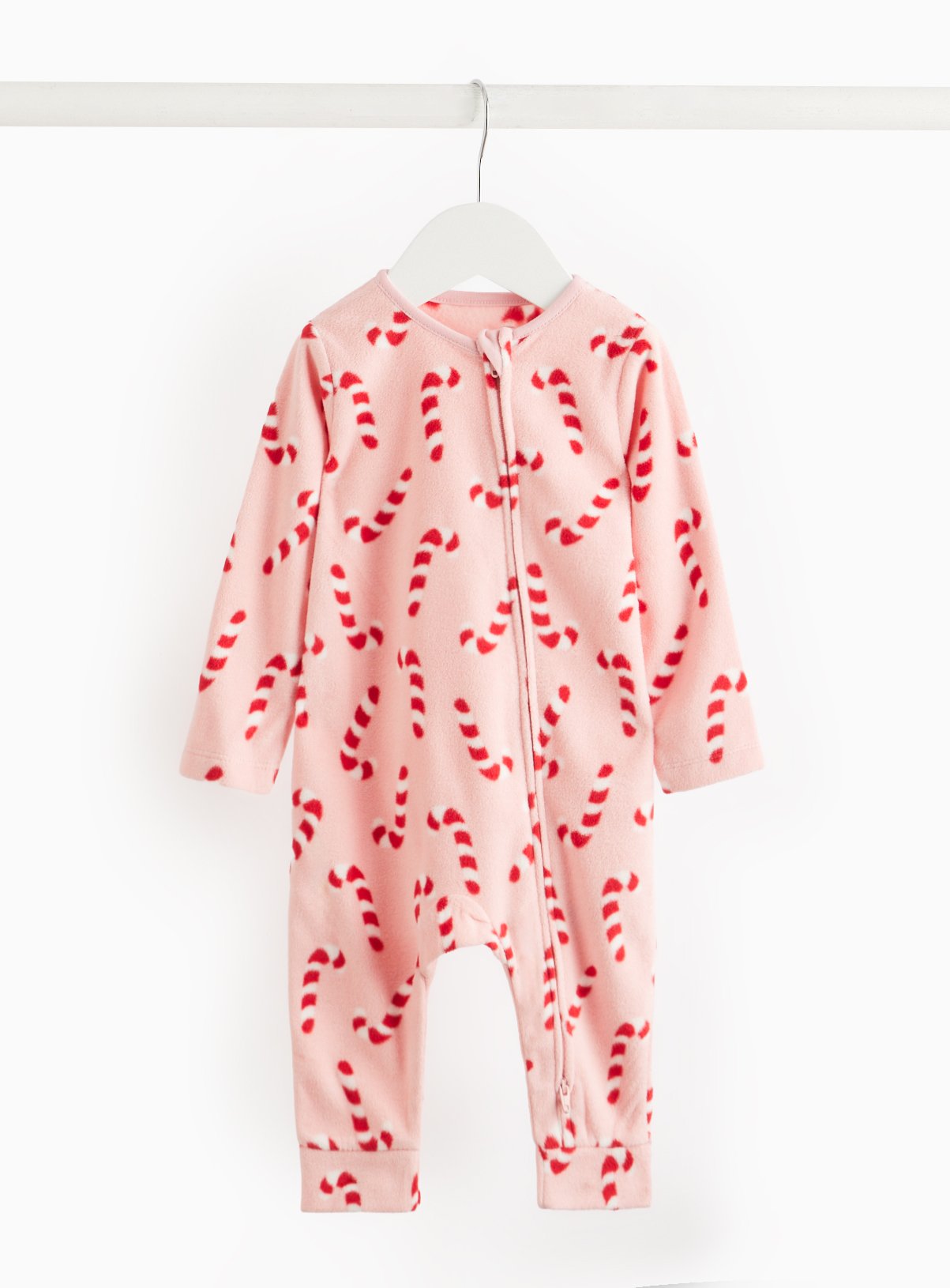 Christmas Matching Family Candy Cane Fleece Sleepsuit