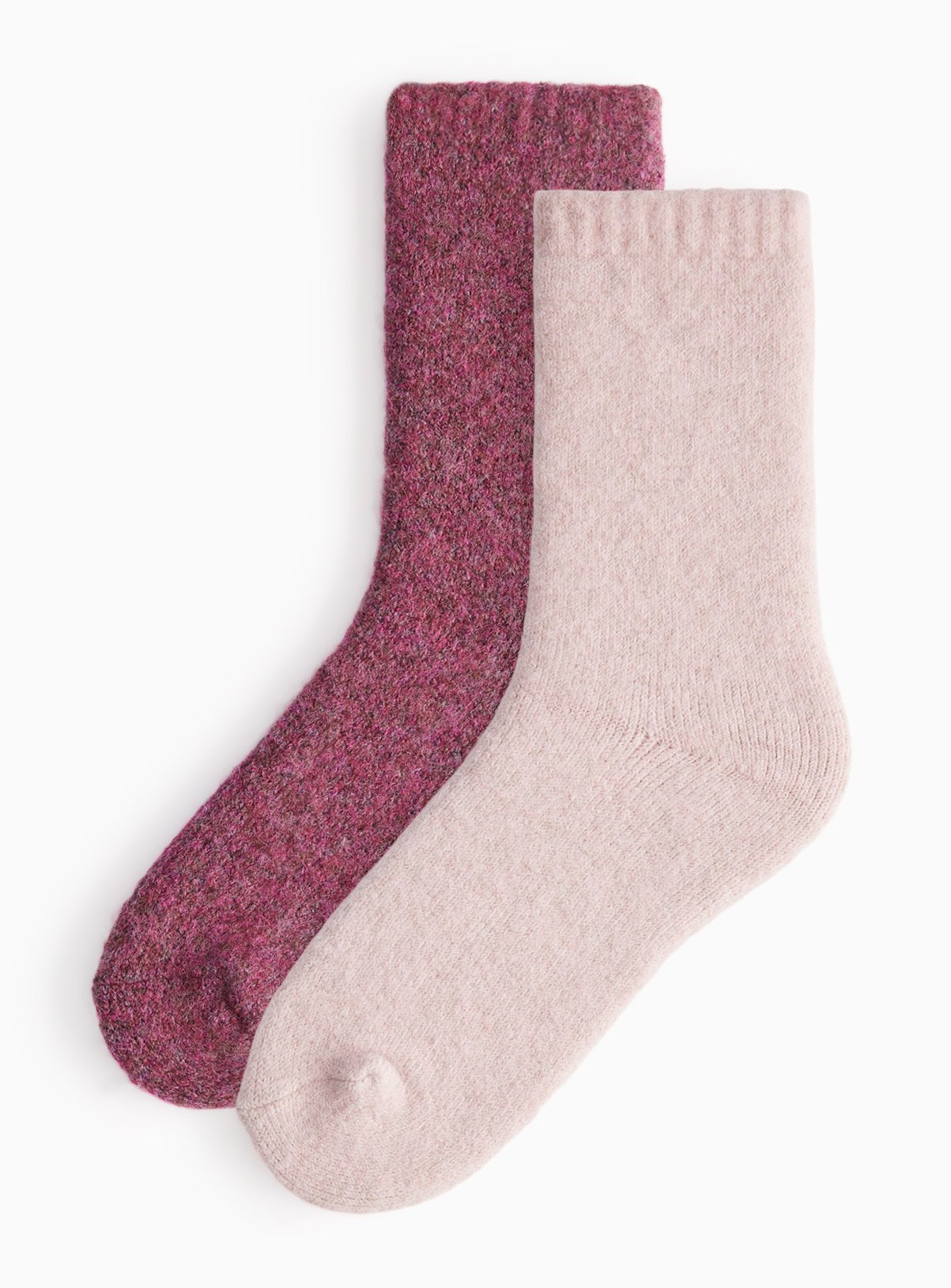 Pink Chunky Wool Blend Socks 2 Pack 4-8