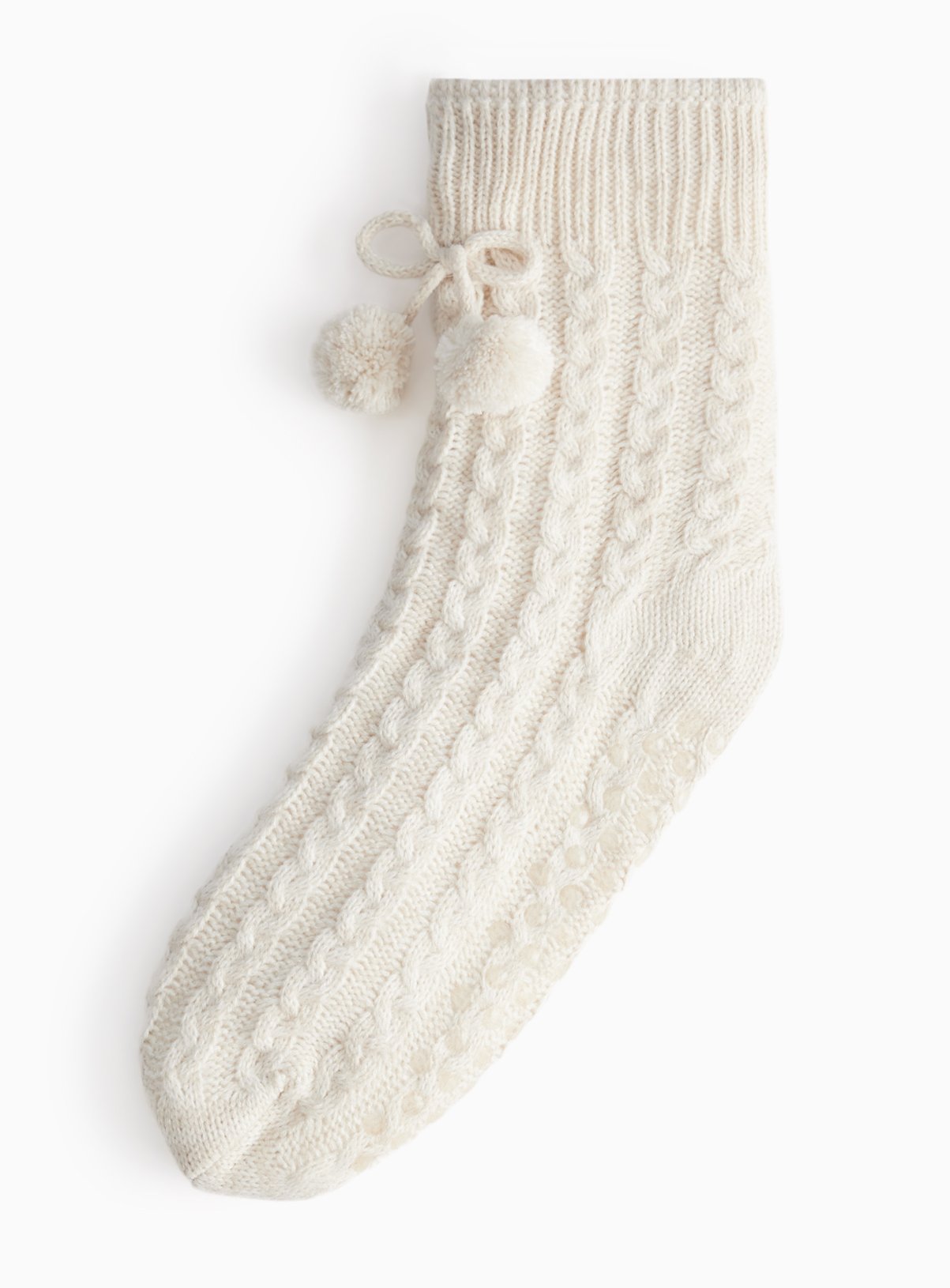 Cream Cosy Pom Pom Slipper Socks 4-8